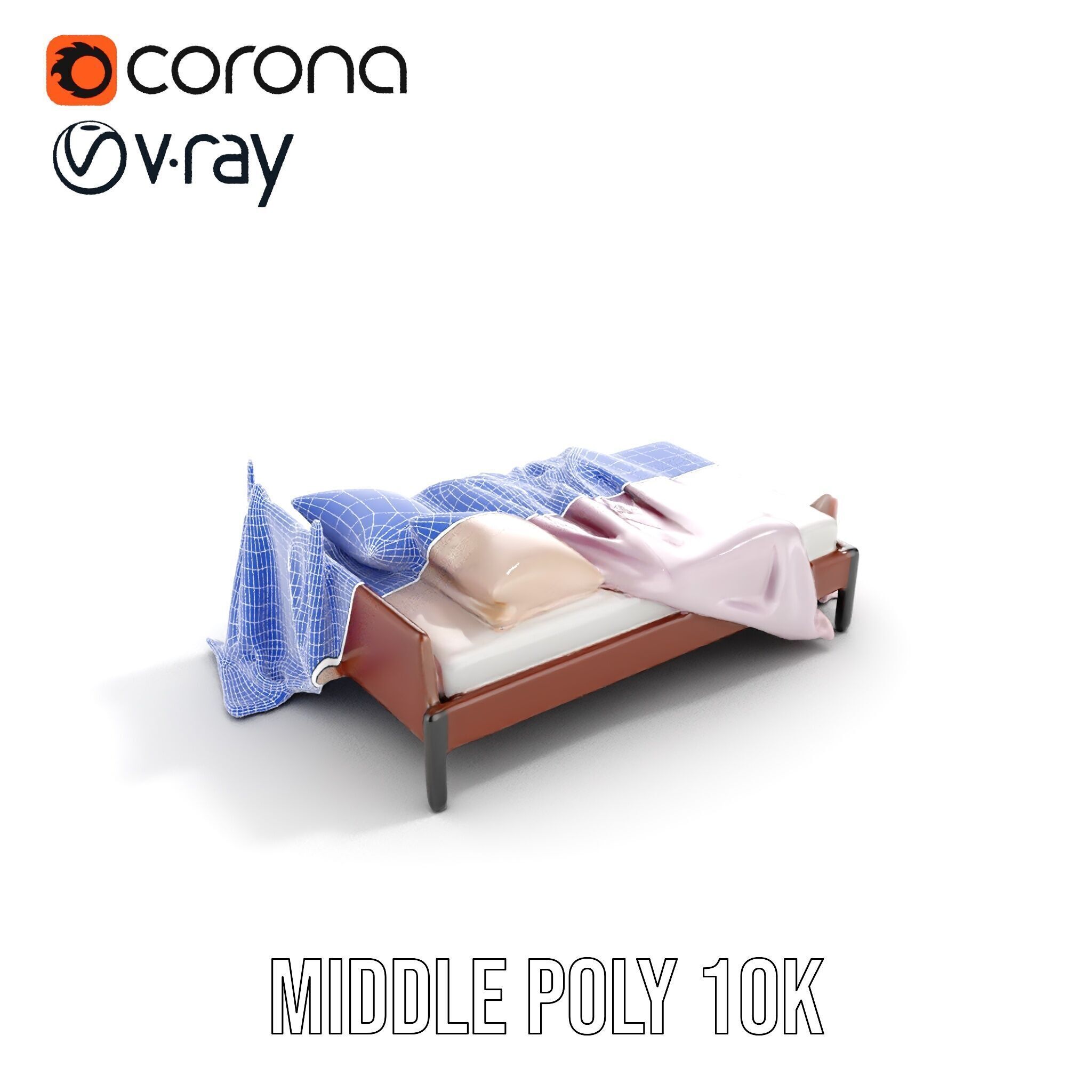 Elegant Canopy Bed with Drapes D Model Pack Low-poly 3D model_19