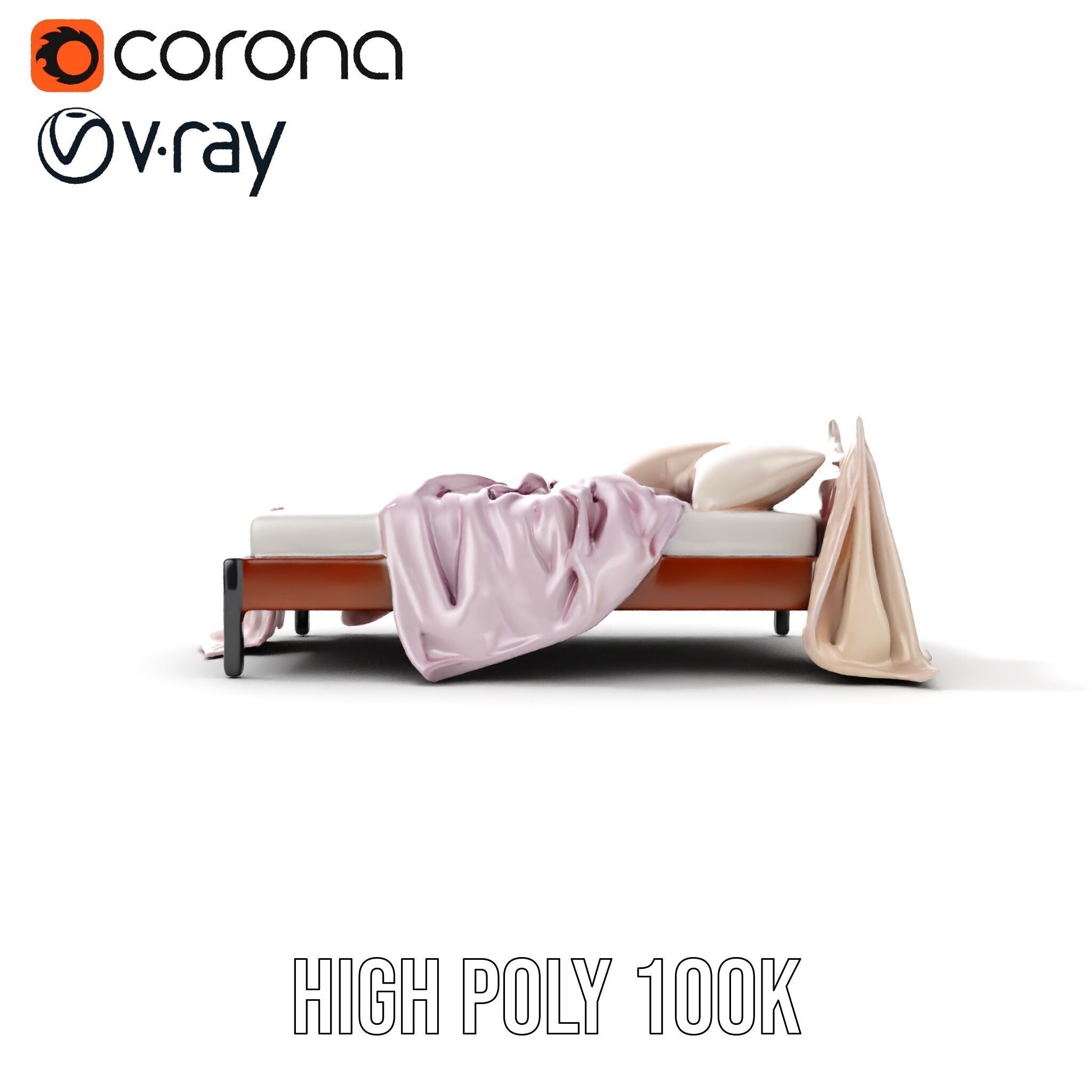 Elegant Canopy Bed with Drapes D Model Pack Low-poly 3D model_24