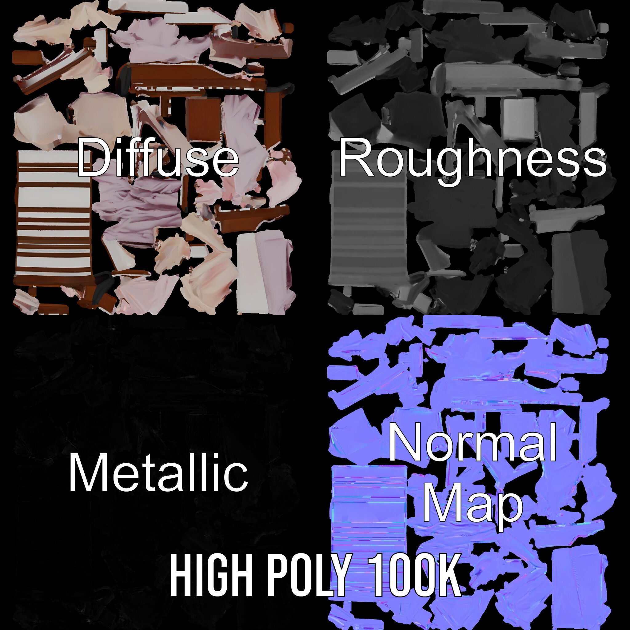 Elegant Canopy Bed with Drapes D Model Pack Low-poly 3D model_3