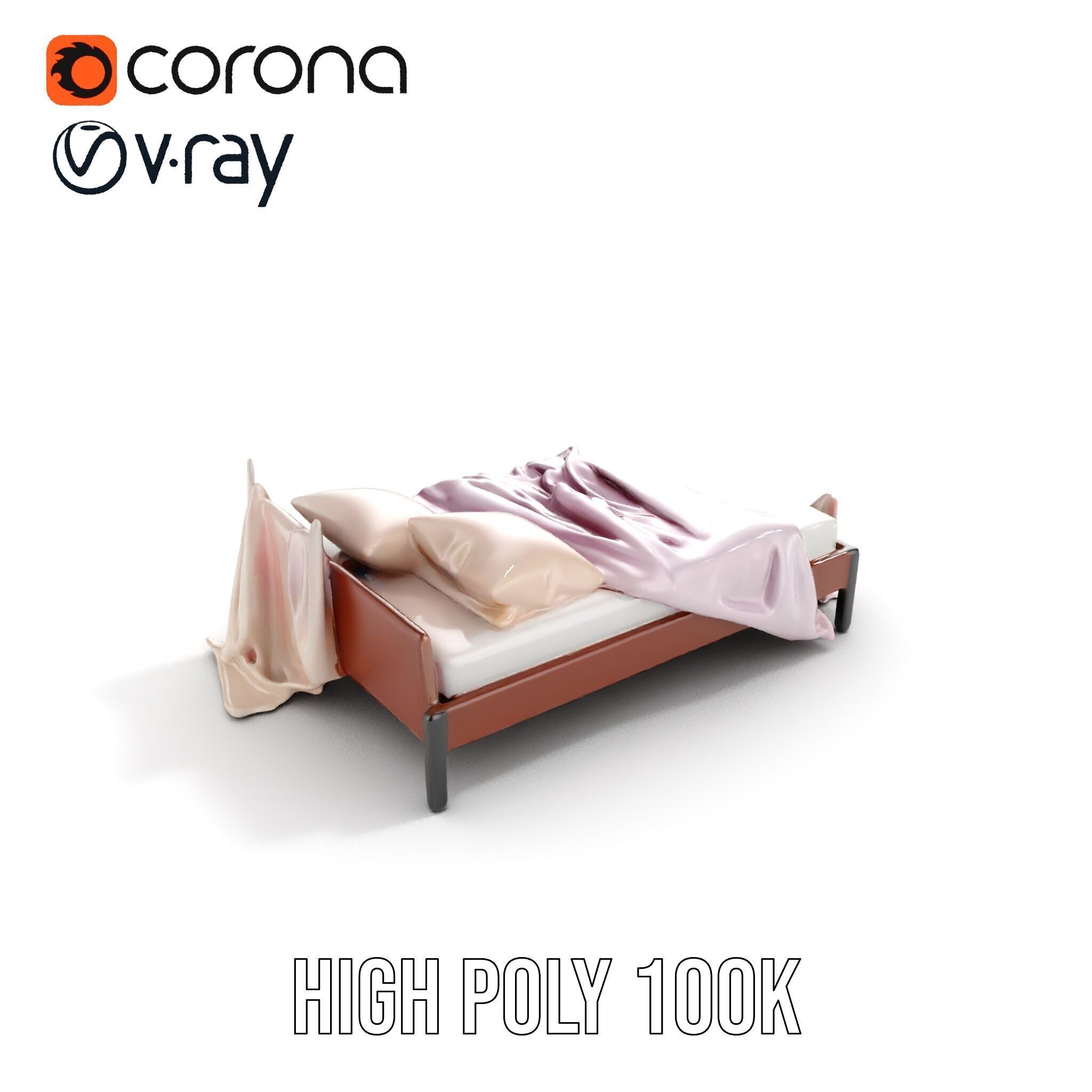 Elegant Canopy Bed with Drapes D Model Pack Low-poly 3D model_15