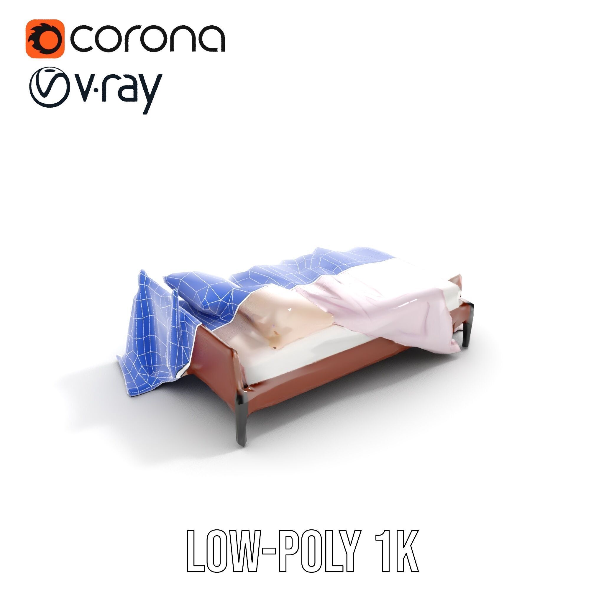 Elegant Canopy Bed with Drapes D Model Pack Low-poly 3D model_7
