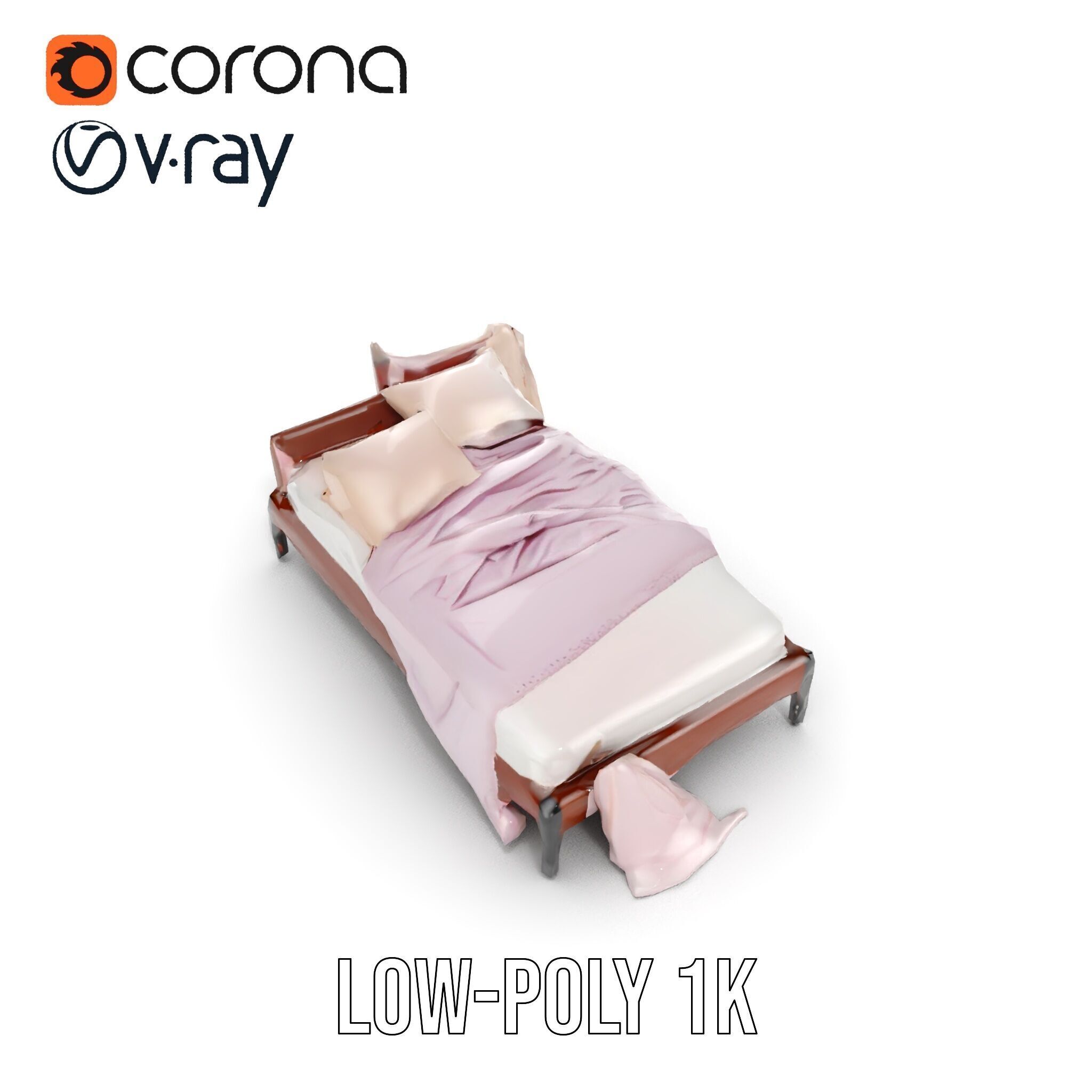 Elegant Canopy Bed with Drapes D Model Pack Low-poly 3D model_26