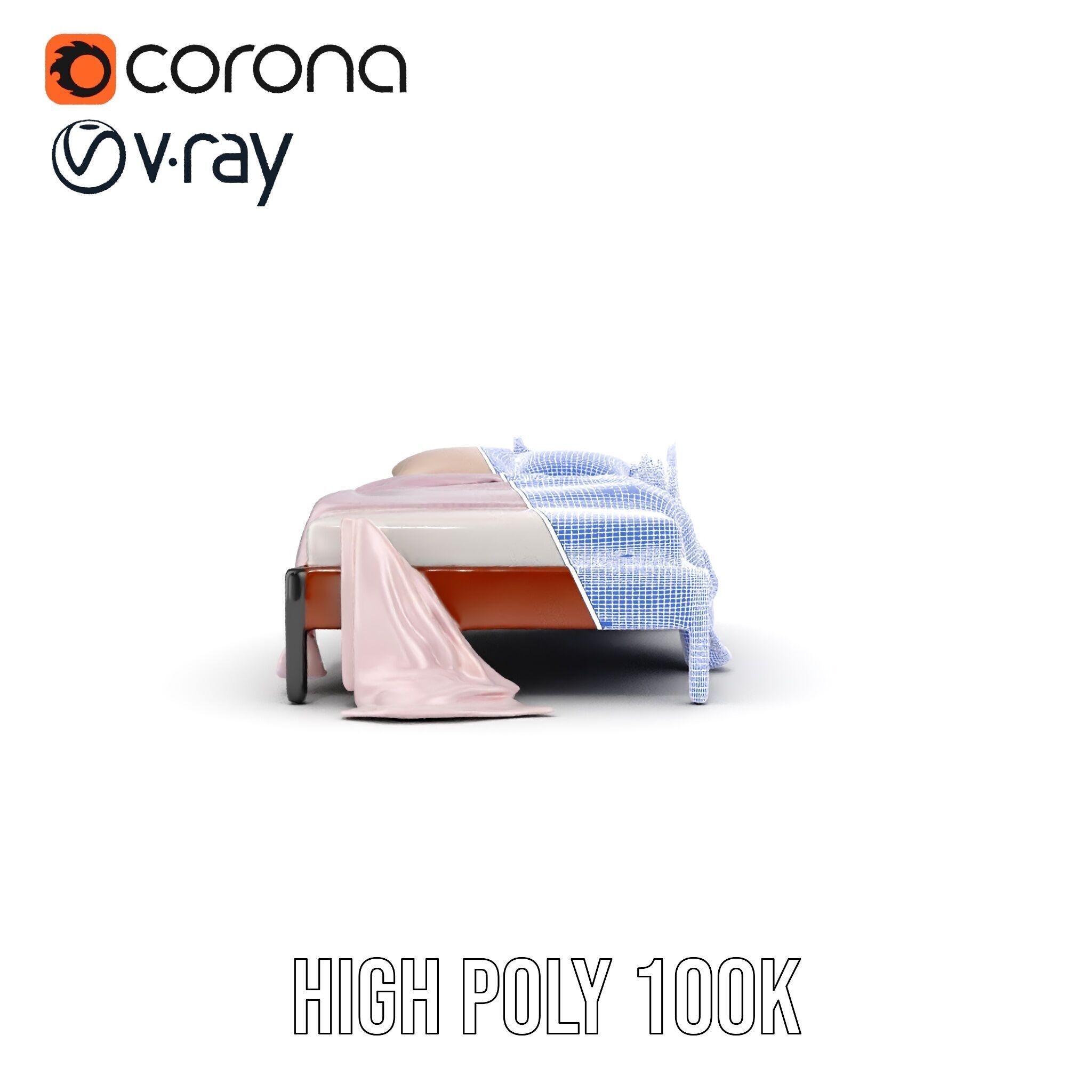 Elegant Canopy Bed with Drapes D Model Pack Low-poly 3D model_32