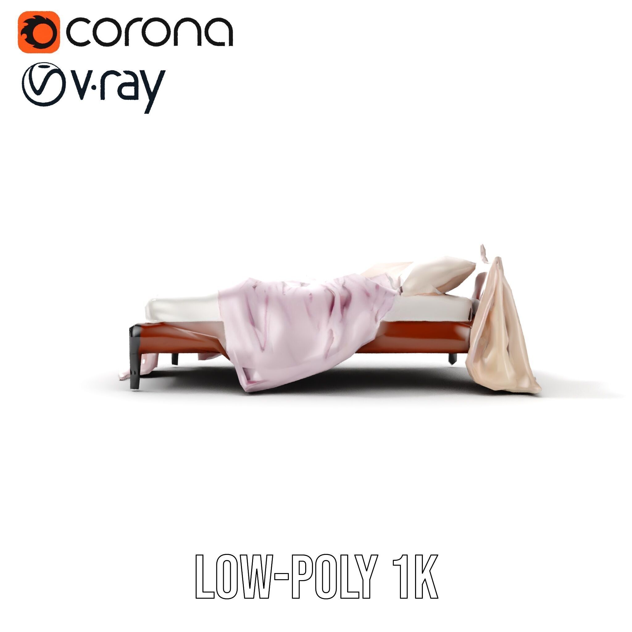 Elegant Canopy Bed with Drapes D Model Pack Low-poly 3D model_11