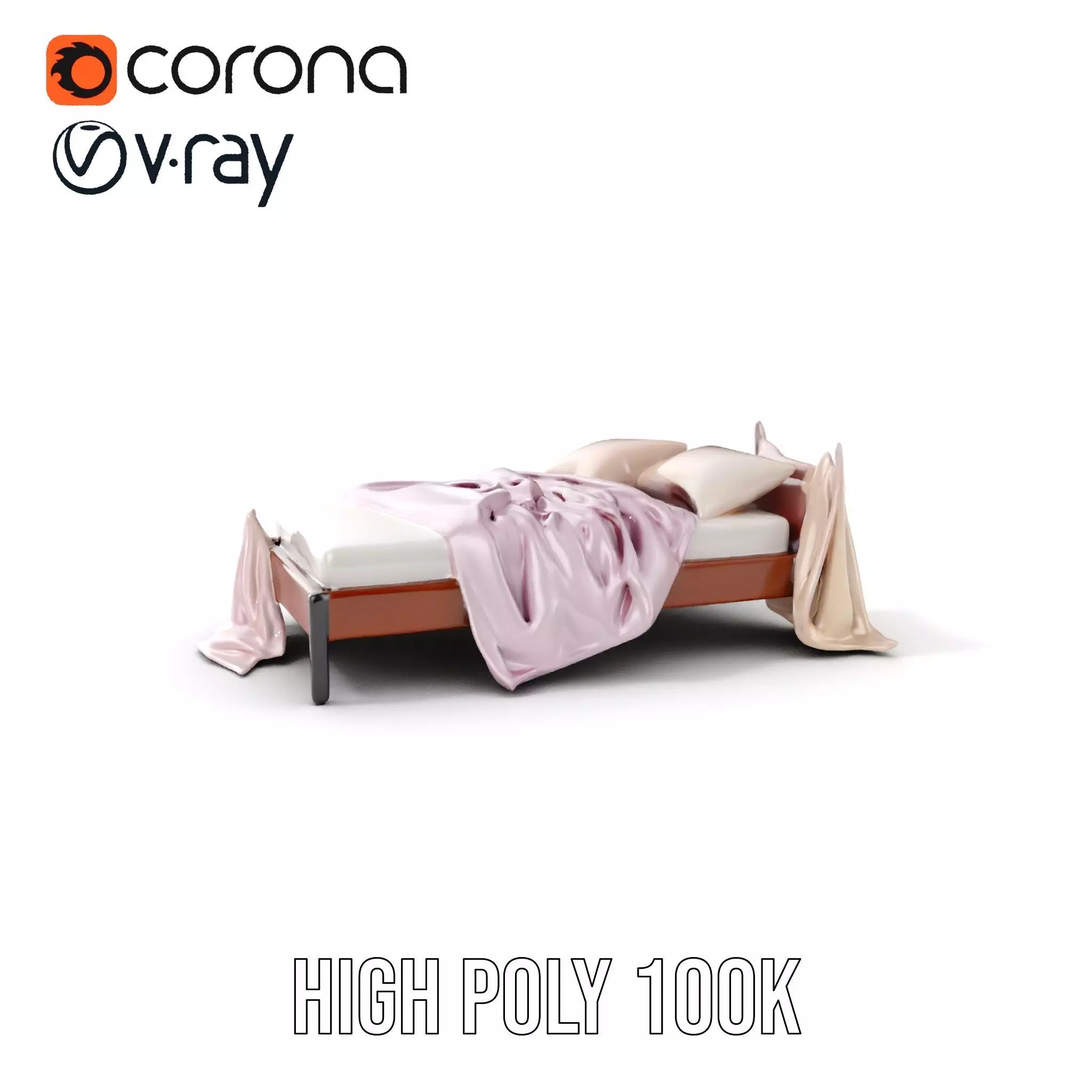 Elegant Canopy Bed with Drapes D Model Pack Low-poly 3D model_0