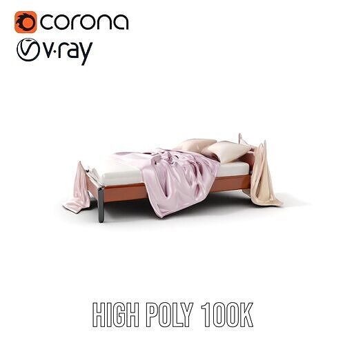 Elegant Canopy Bed with Drapes D Model Pack Low-poly 3D model