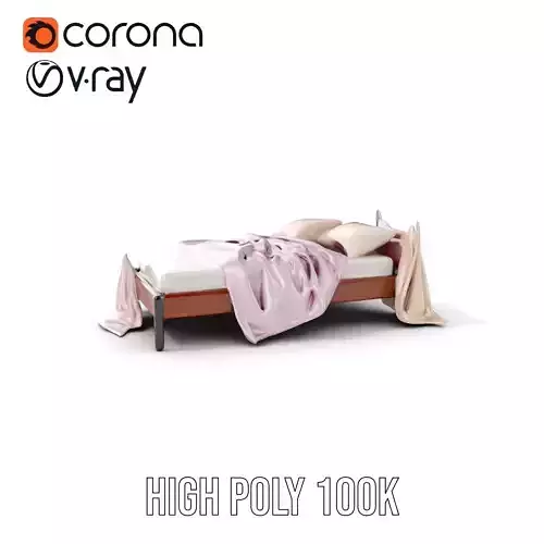 Elegant Canopy Bed with Drapes D Model Pack Low-poly 3D model