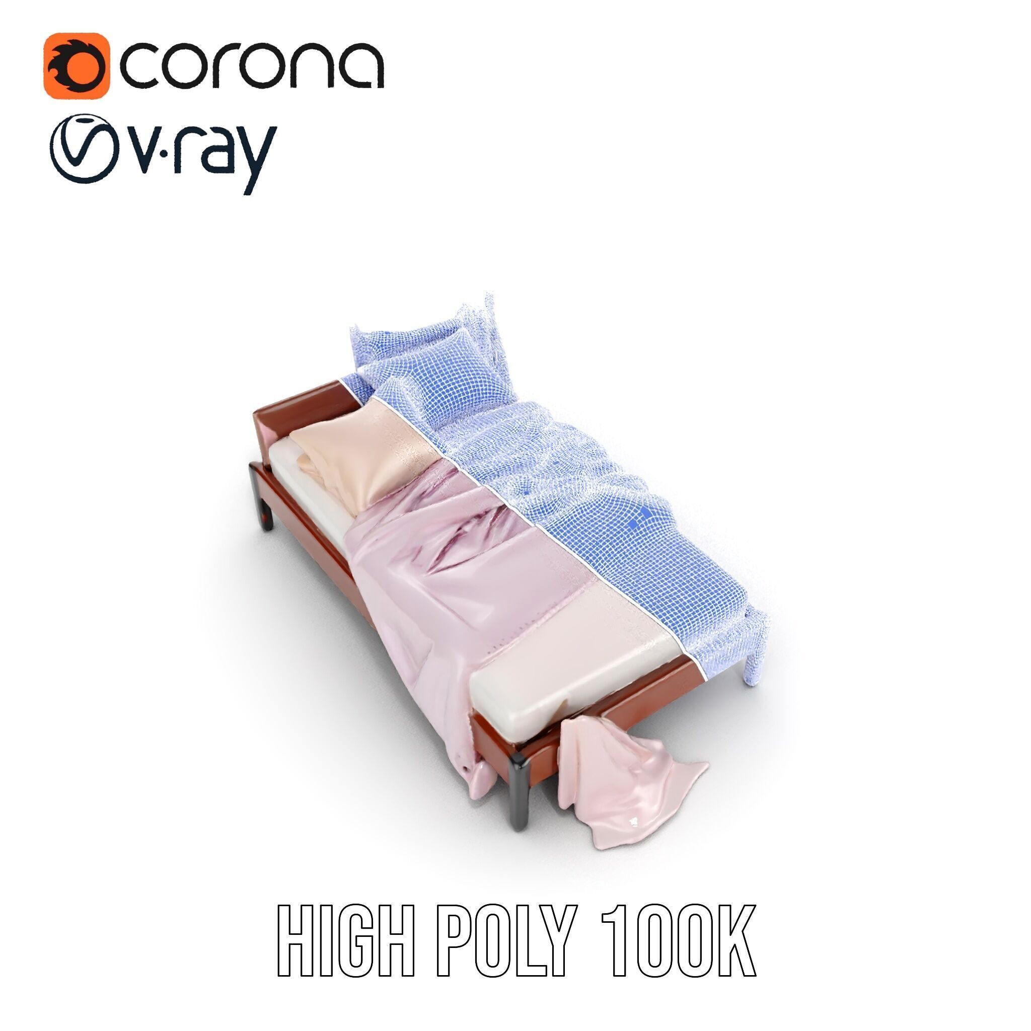 Elegant Canopy Bed with Drapes D Model Pack Low-poly 3D model_21