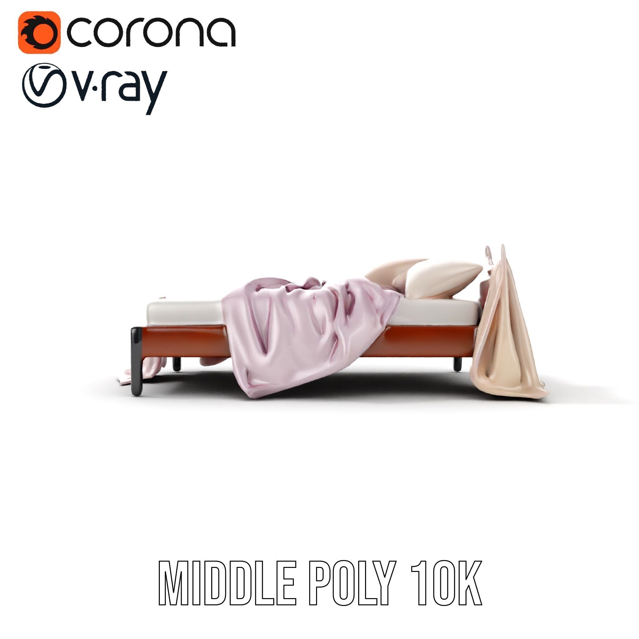 Elegant Canopy Bed with Drapes D Model Pack Low-poly 3D model_30