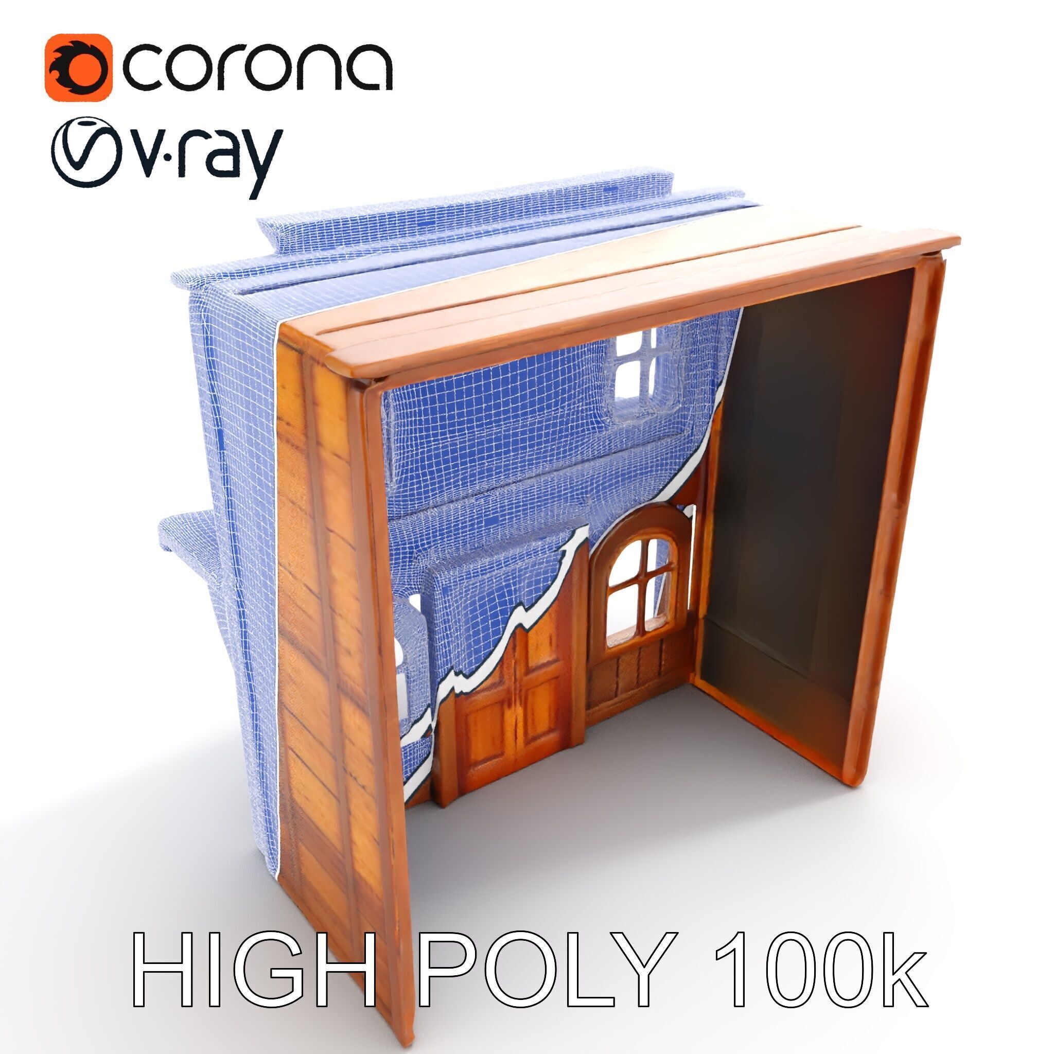 Western Saloon Building D Model Pack Low-poly 3D model_23