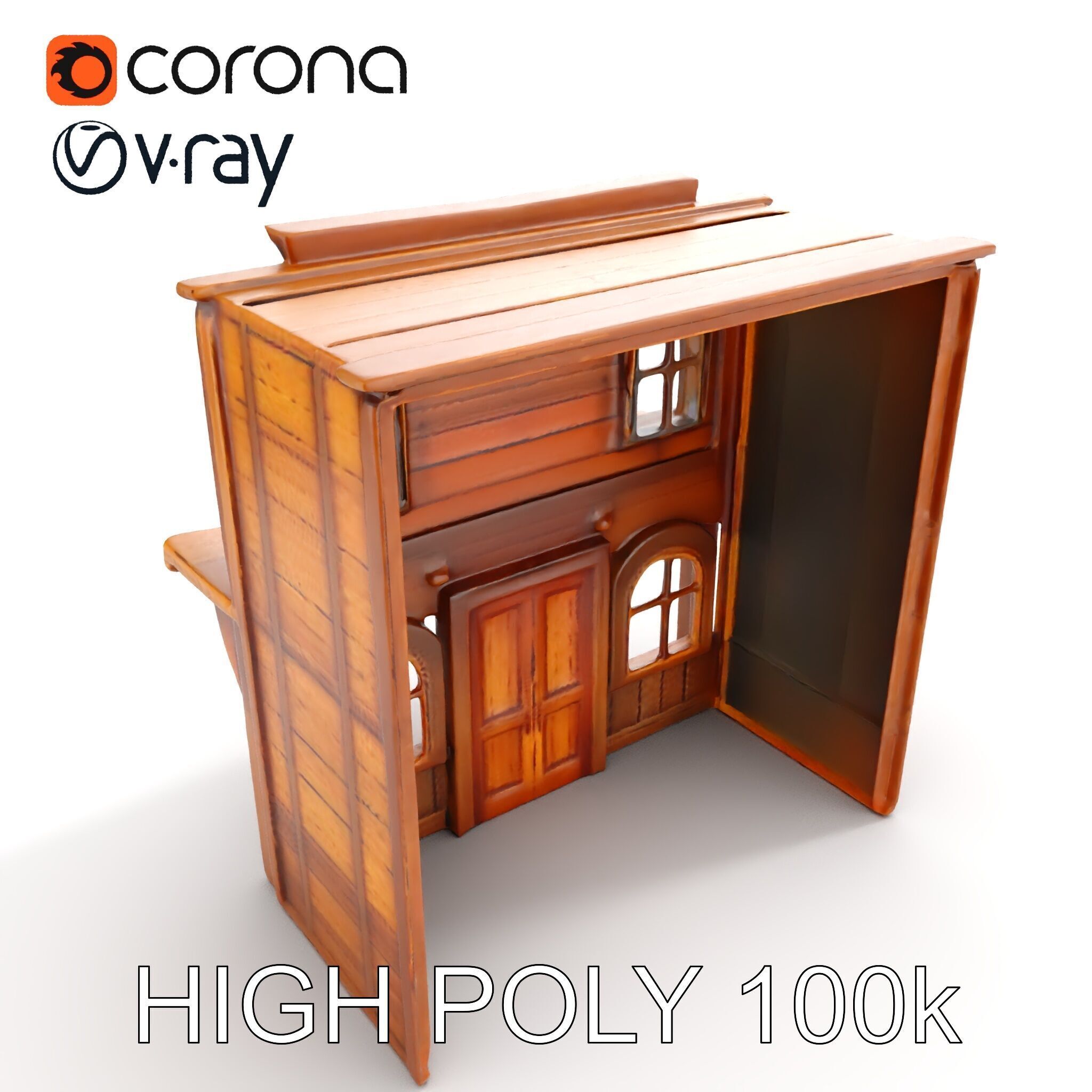 Western Saloon Building D Model Pack Low-poly 3D model_8