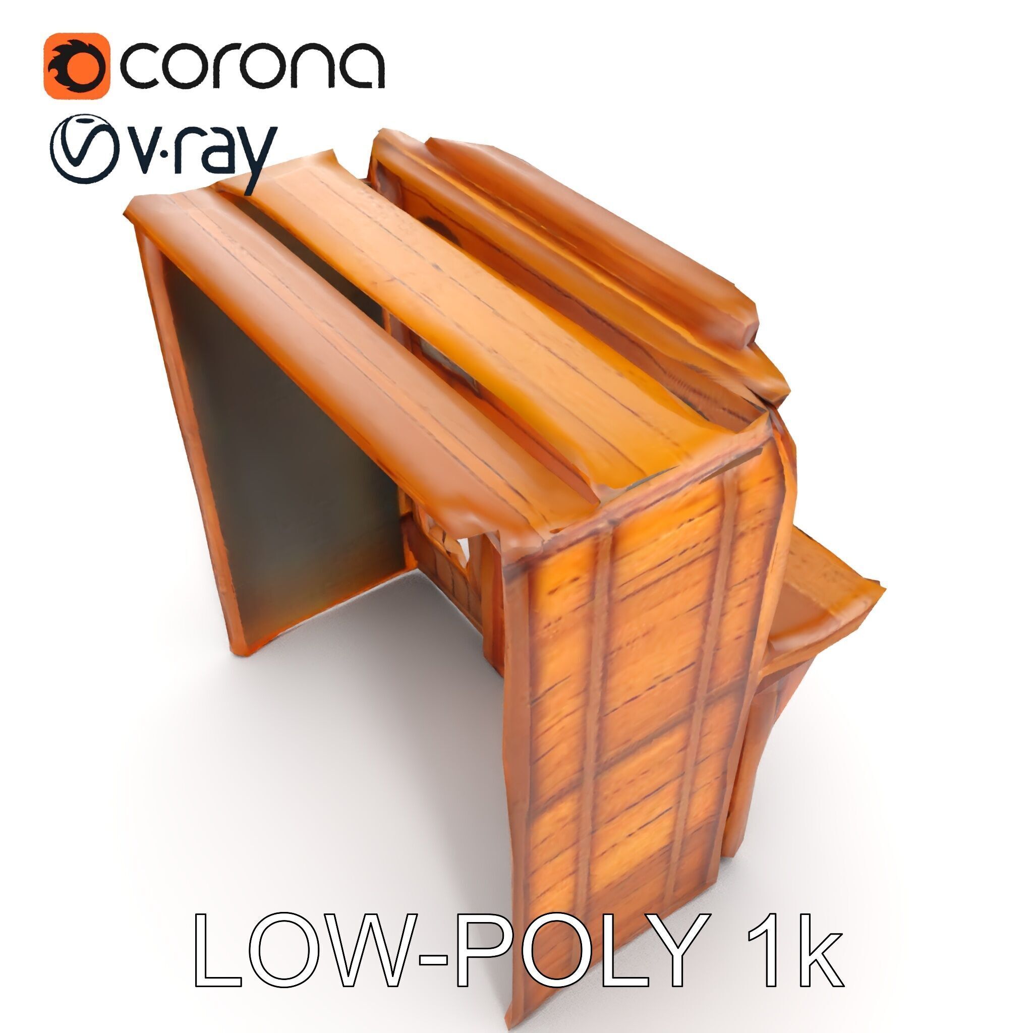 Western Saloon Building D Model Pack Low-poly 3D model_7