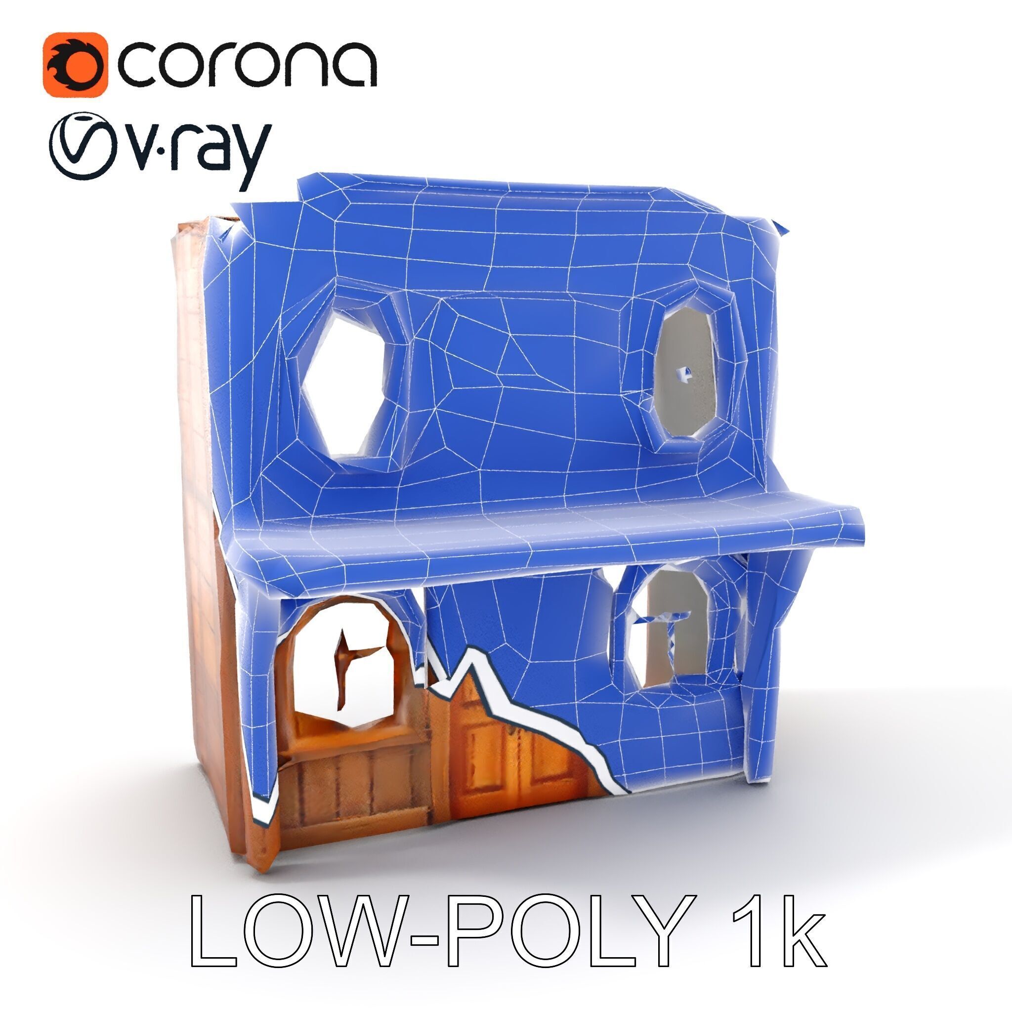 Western Saloon Building D Model Pack Low-poly 3D model_19