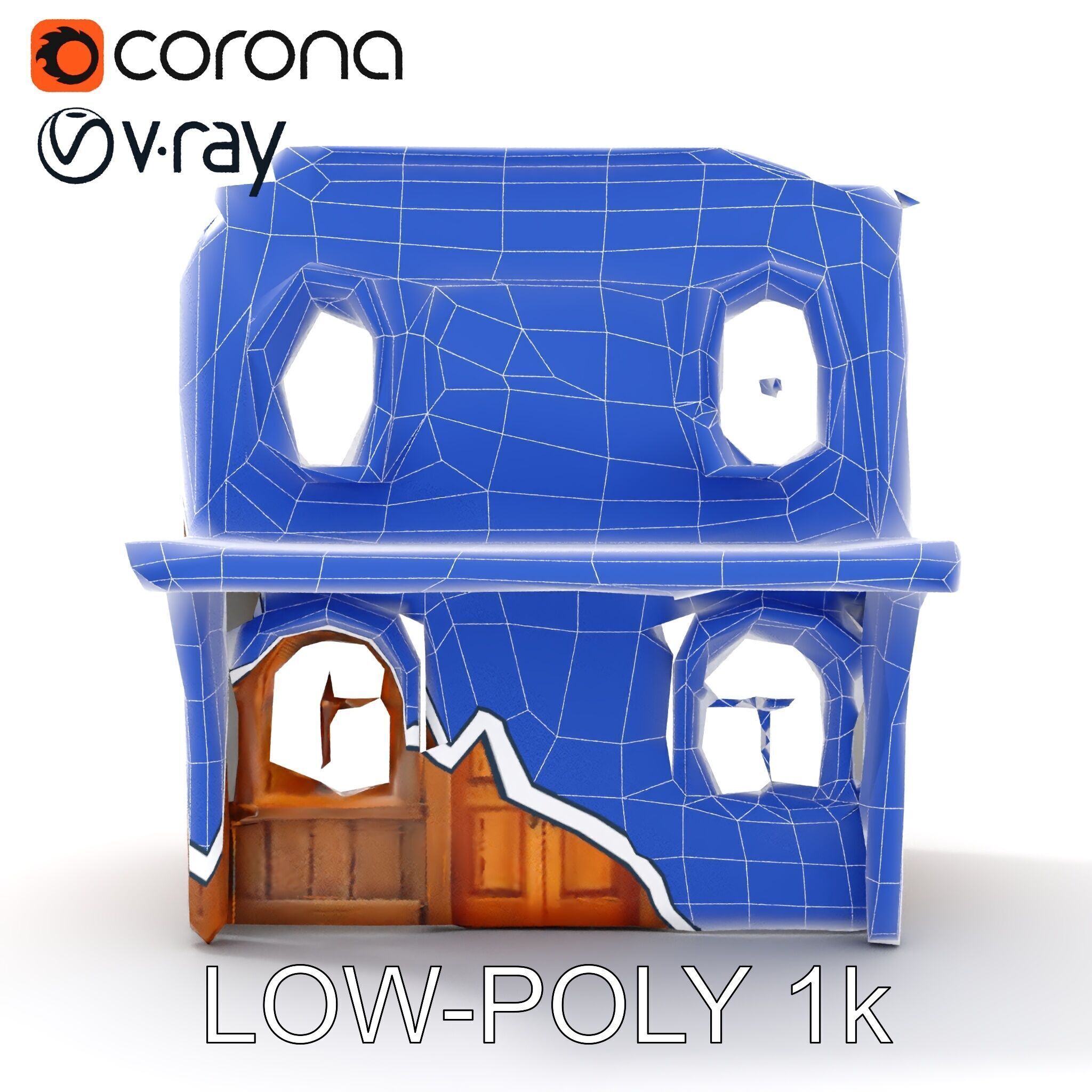 Western Saloon Building D Model Pack Low-poly 3D model_31