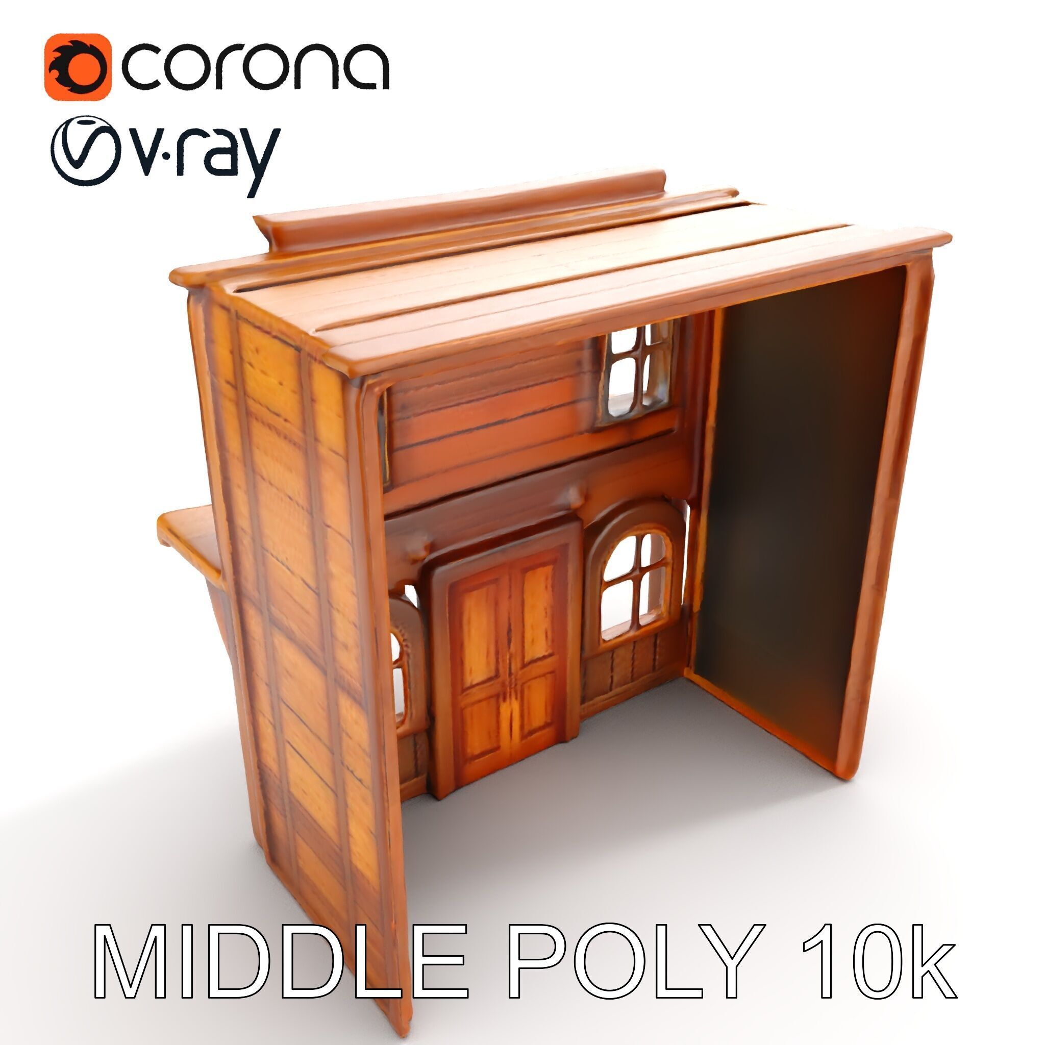 Western Saloon Building D Model Pack Low-poly 3D model_12