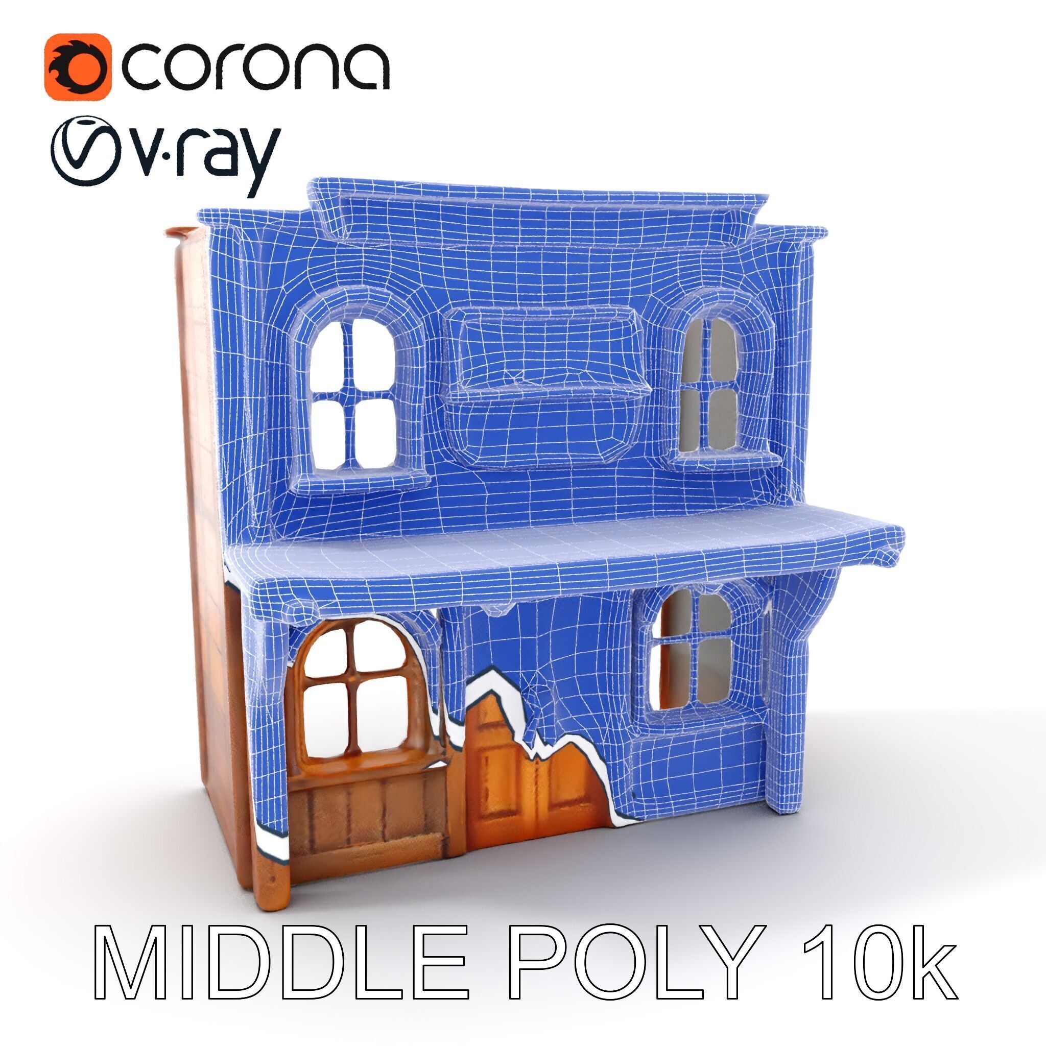 Western Saloon Building D Model Pack Low-poly 3D model_14
