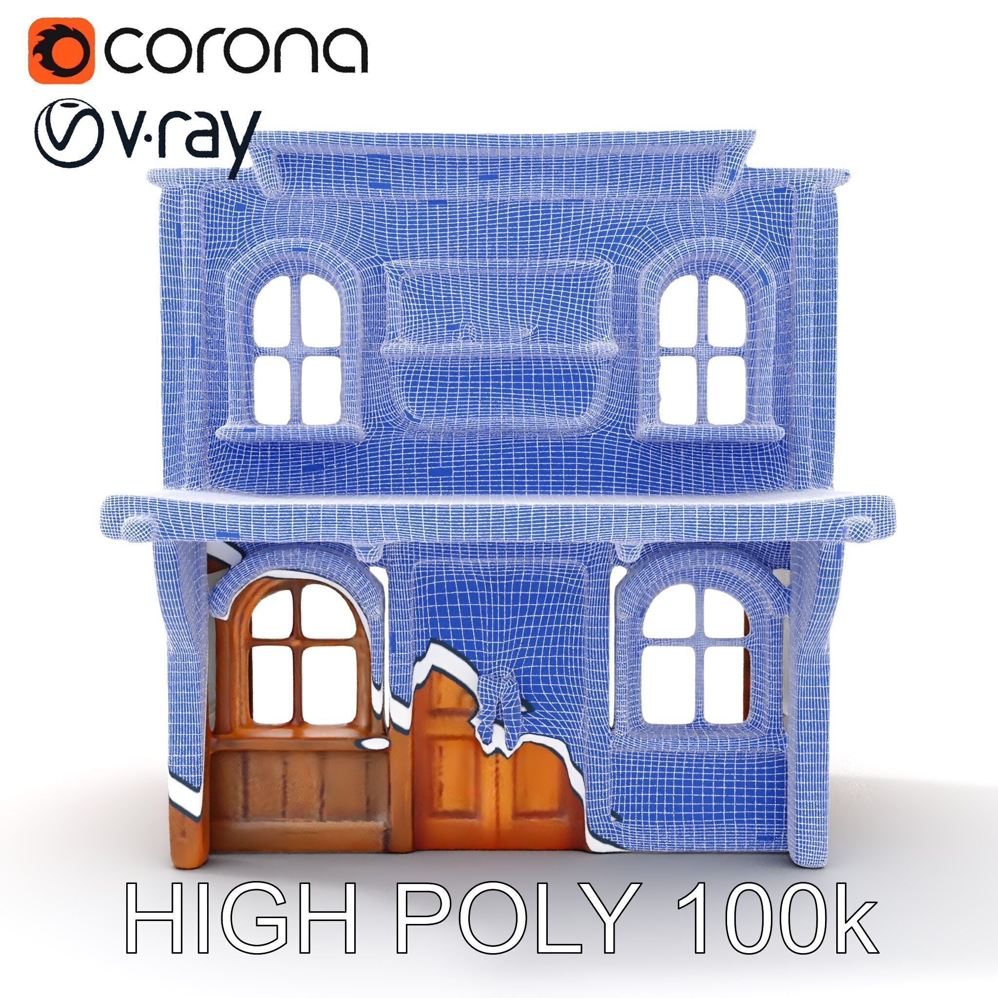 Western Saloon Building D Model Pack Low-poly 3D model_35