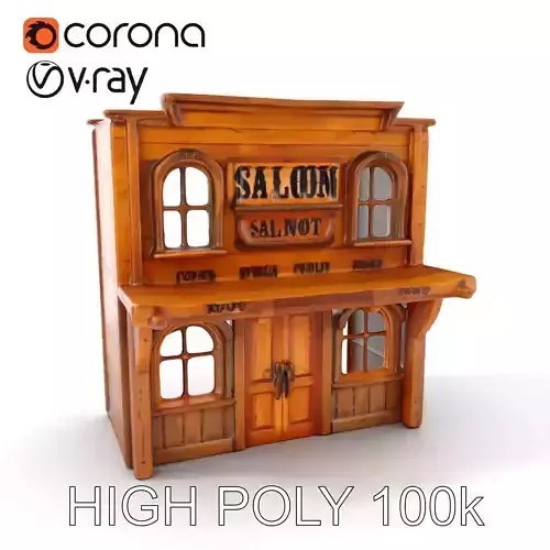 Western Saloon Building D Model Pack Low-poly 3D model