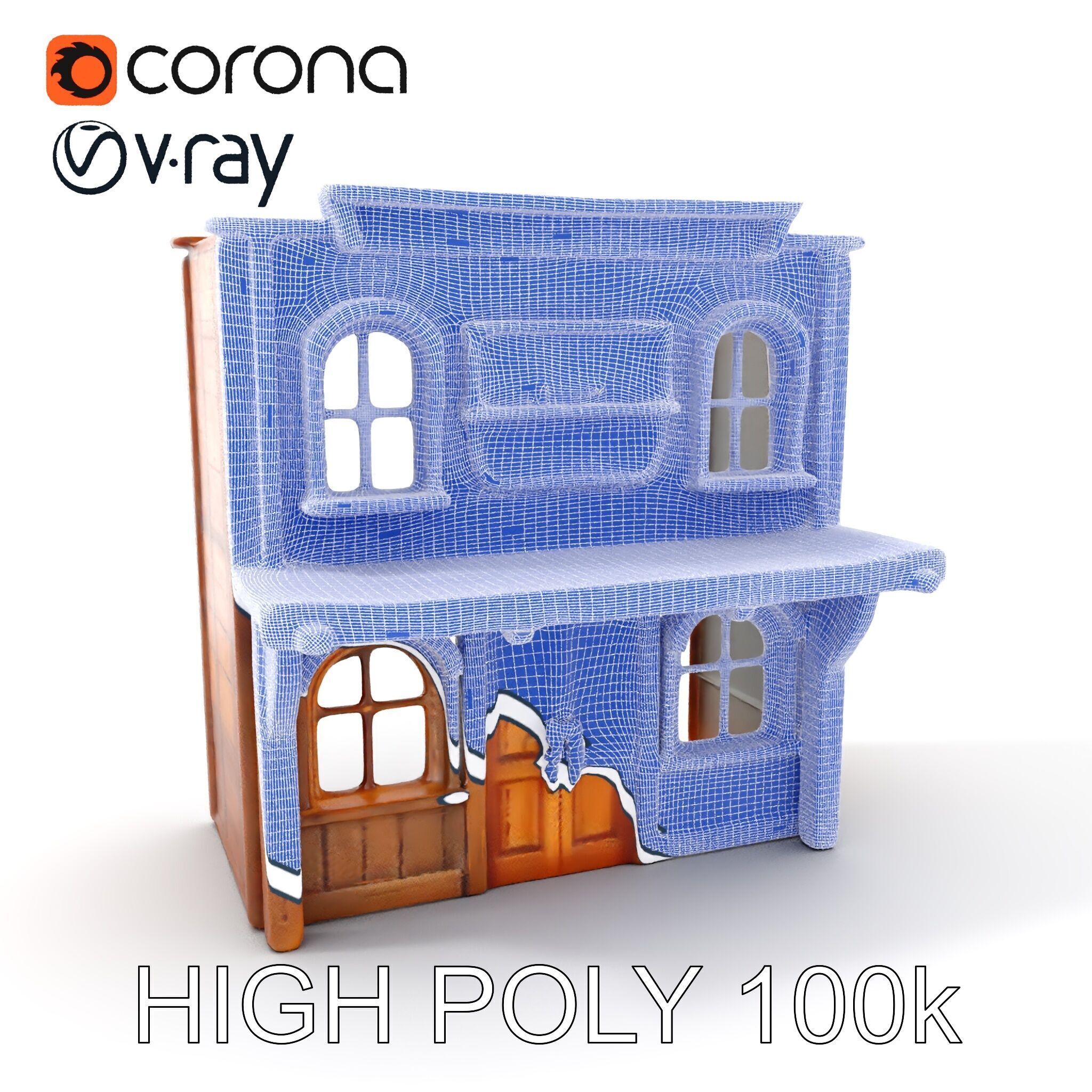 Western Saloon Building D Model Pack Low-poly 3D model_4