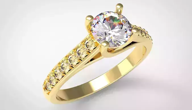 Gold Diamond Solitaire Ring