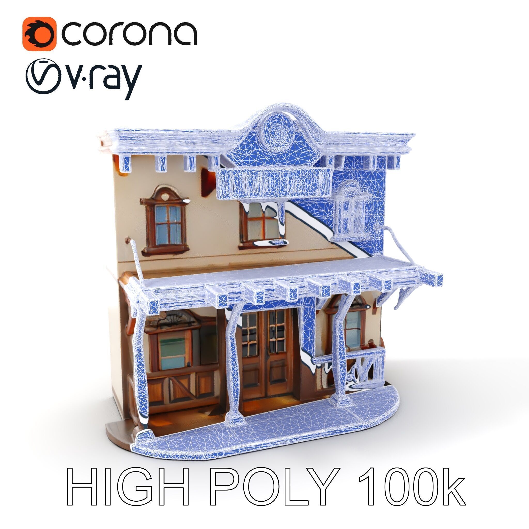 Western Saloon Building Model Pack Low-poly 3D model_25