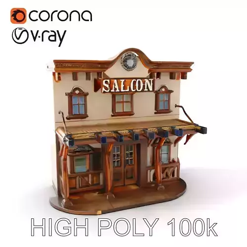 Western Saloon Building Model Pack Low-poly 3D model