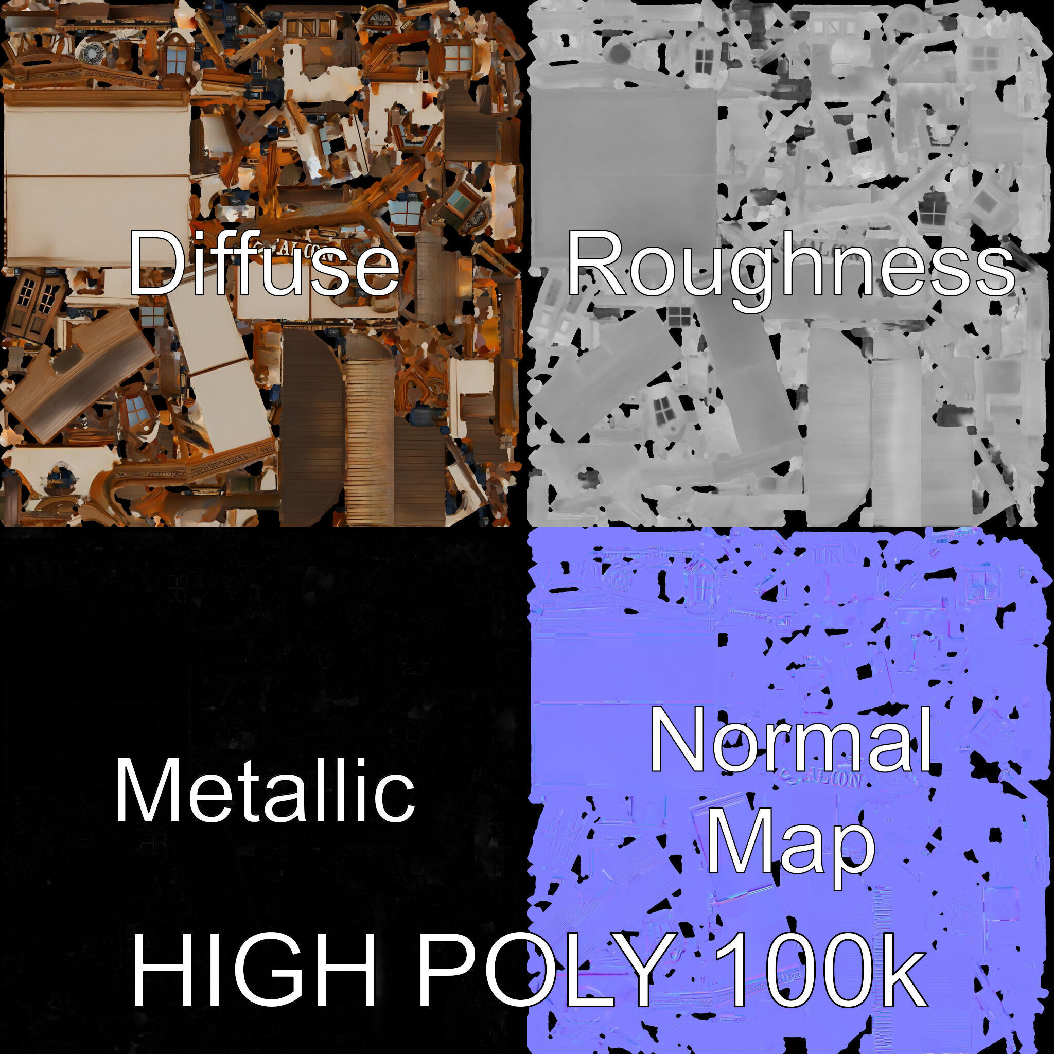 Western Saloon Building Model Pack Low-poly 3D model_3