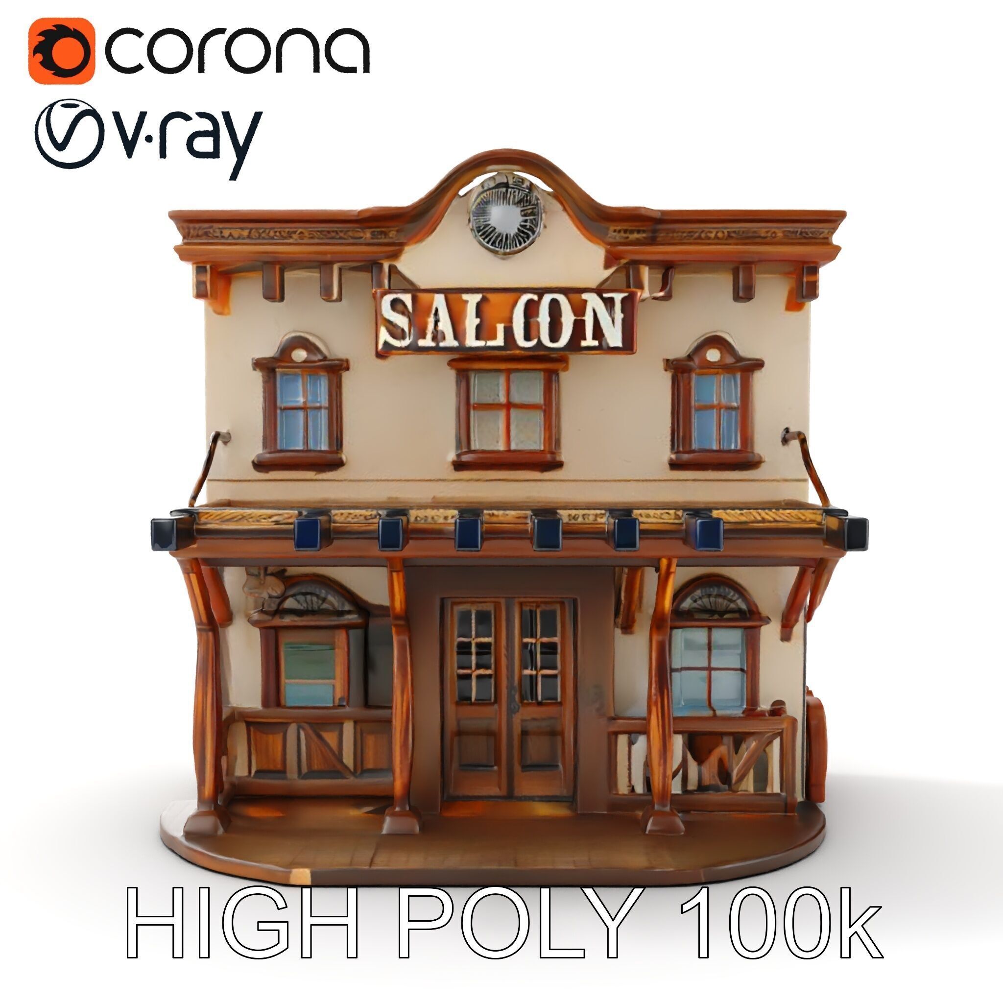 Western Saloon Building Model Pack Low-poly 3D model_15