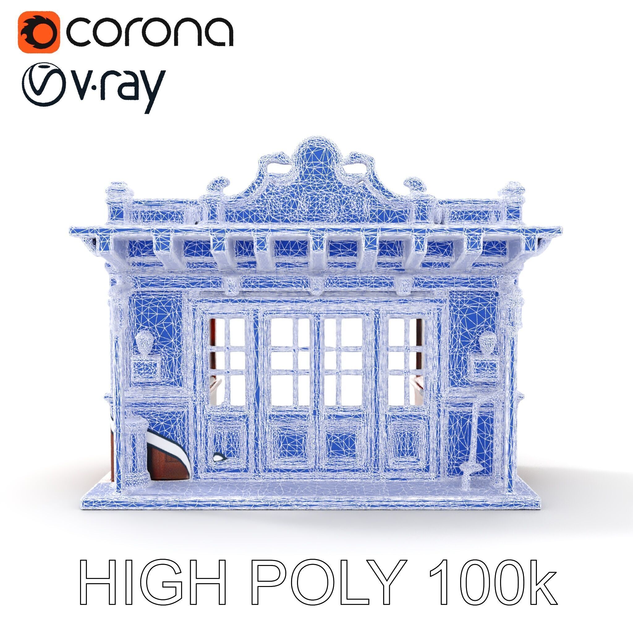 Western Saloon Facade Model Pack  D Architectural Design Low-poly 3D model_18