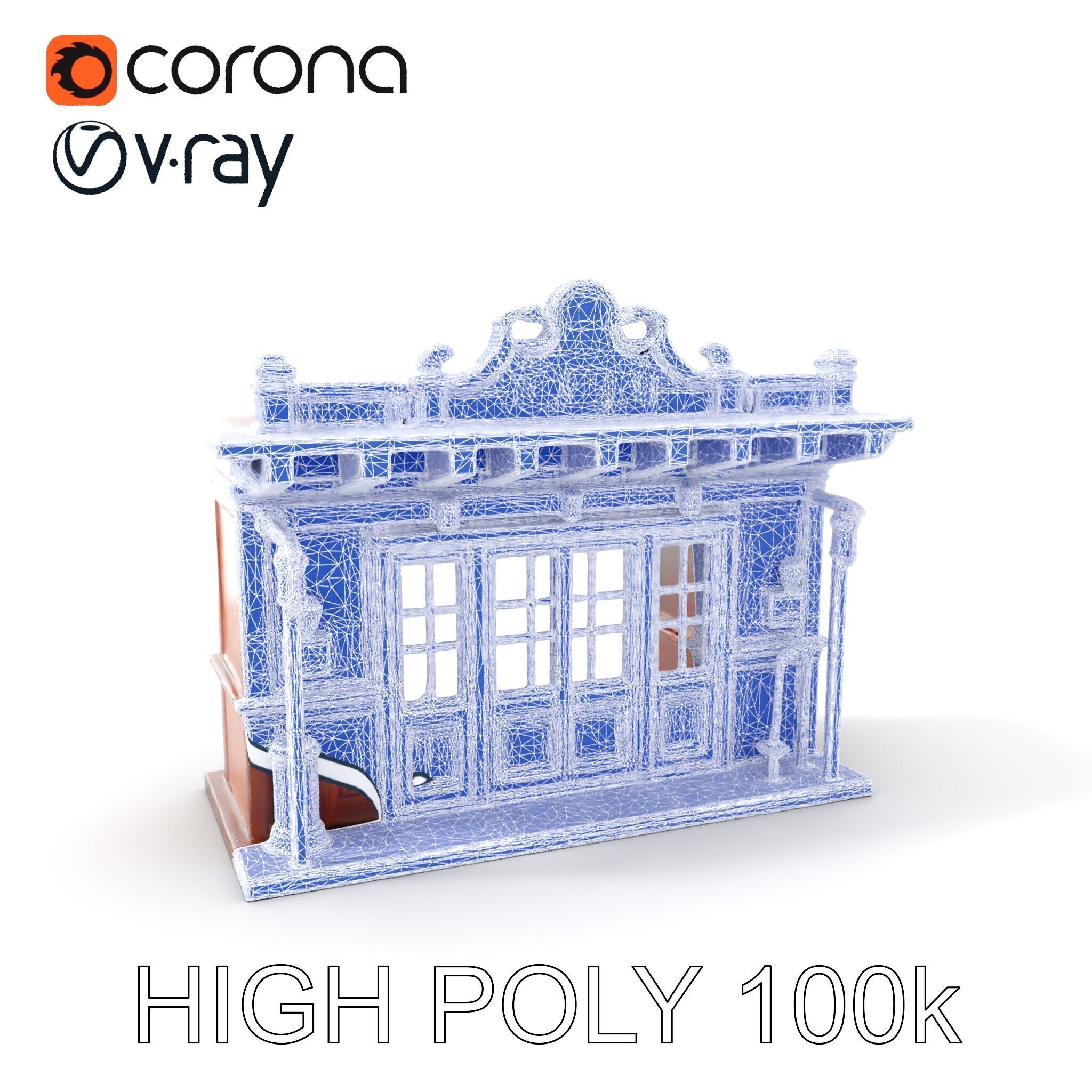 Western Saloon Facade Model Pack  D Architectural Design Low-poly 3D model_9
