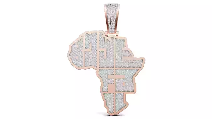 Africa Map Hip Hop Map Pendant With Diamond