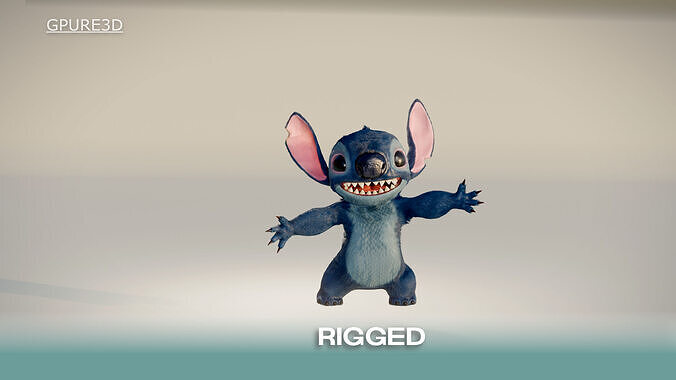 Stitch 3D rigged Low-poly 3D model