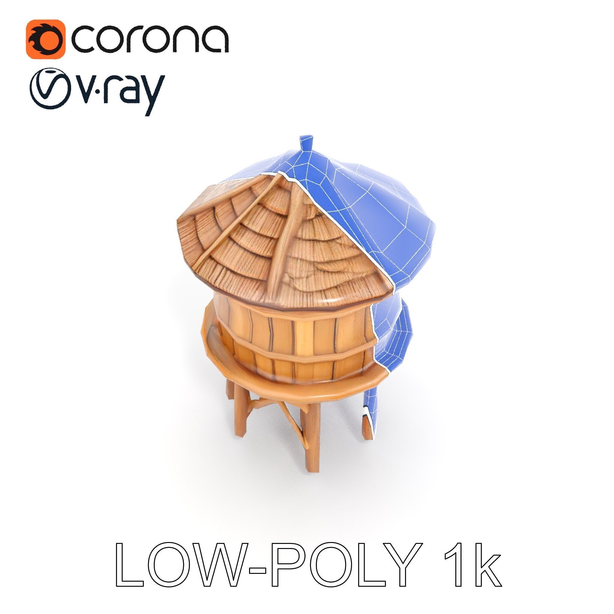 Rustic Wooden Water Tower D Model Pack Low-poly 3D model_28