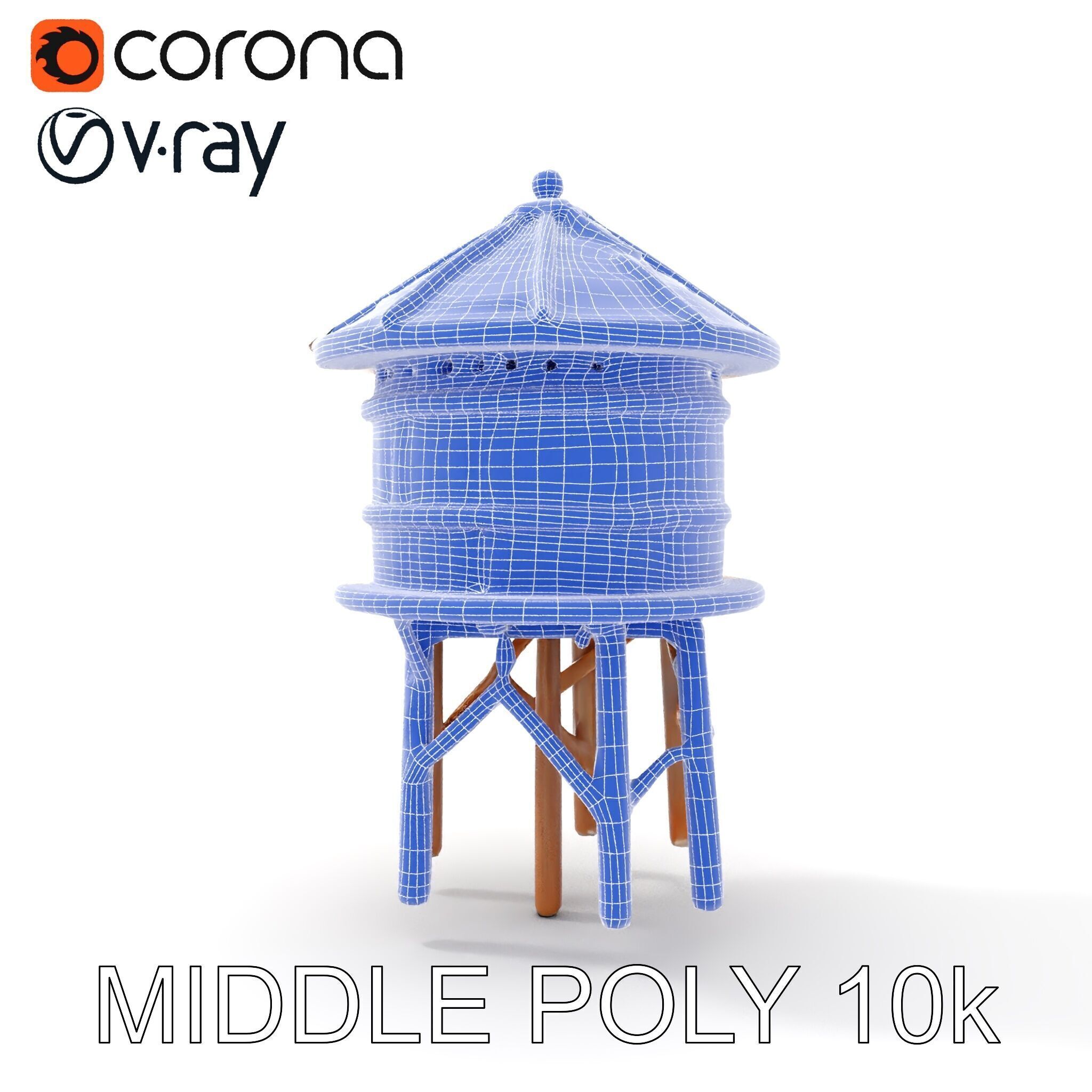 Rustic Wooden Water Tower D Model Pack Low-poly 3D model_22