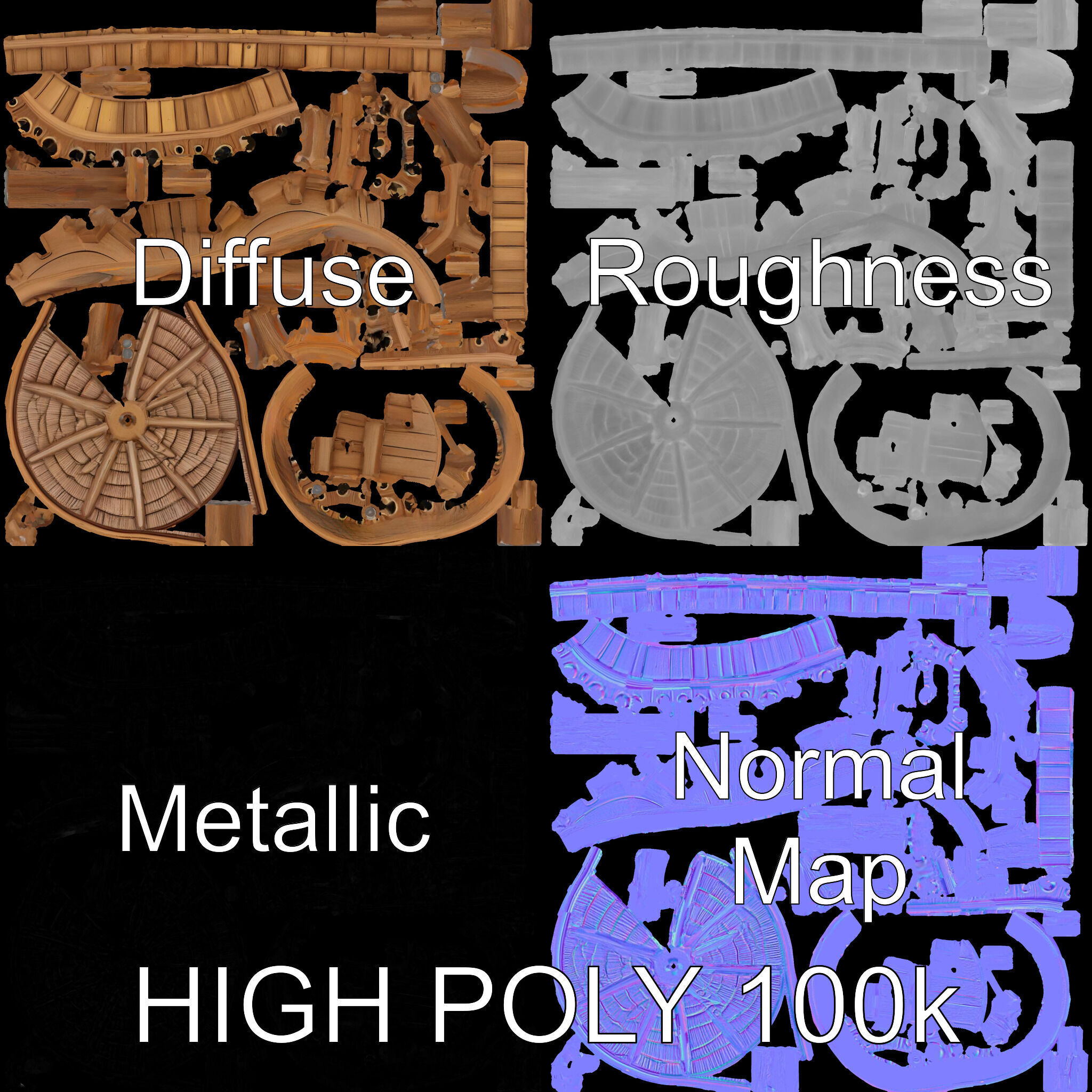 Rustic Wooden Water Tower D Model Pack Low-poly 3D model_3