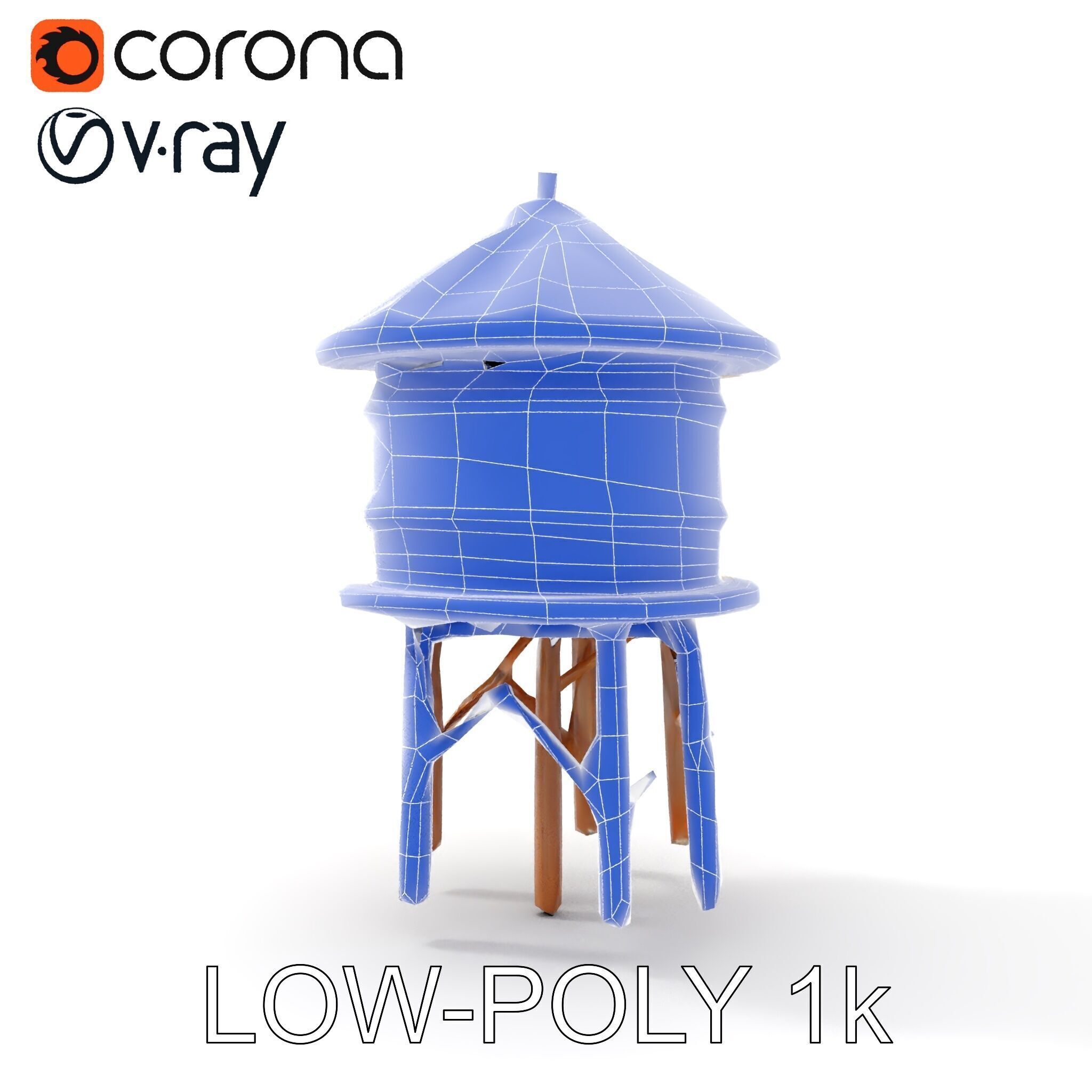 Rustic Wooden Water Tower D Model Pack Low-poly 3D model_18