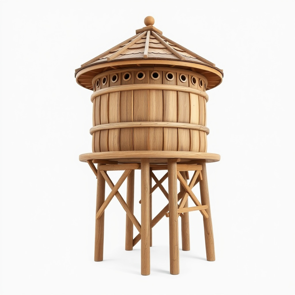 Rustic Wooden Water Tower D Model Pack Low-poly 3D model_2