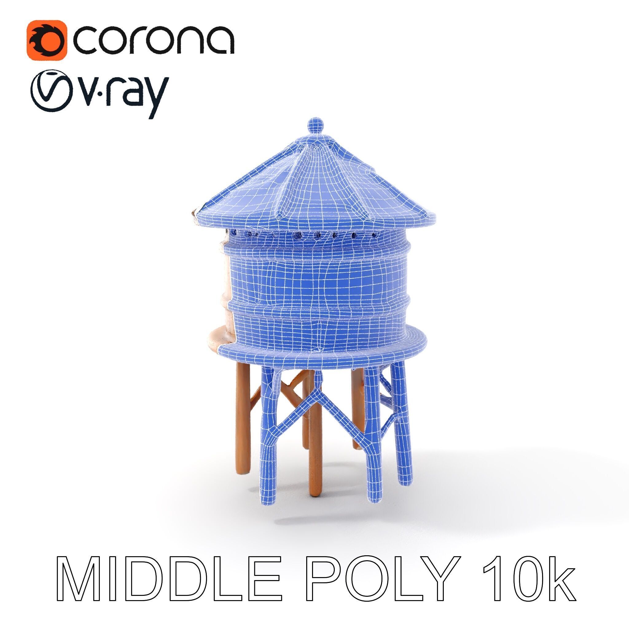 Rustic Wooden Water Tower D Model Pack Low-poly 3D model_24