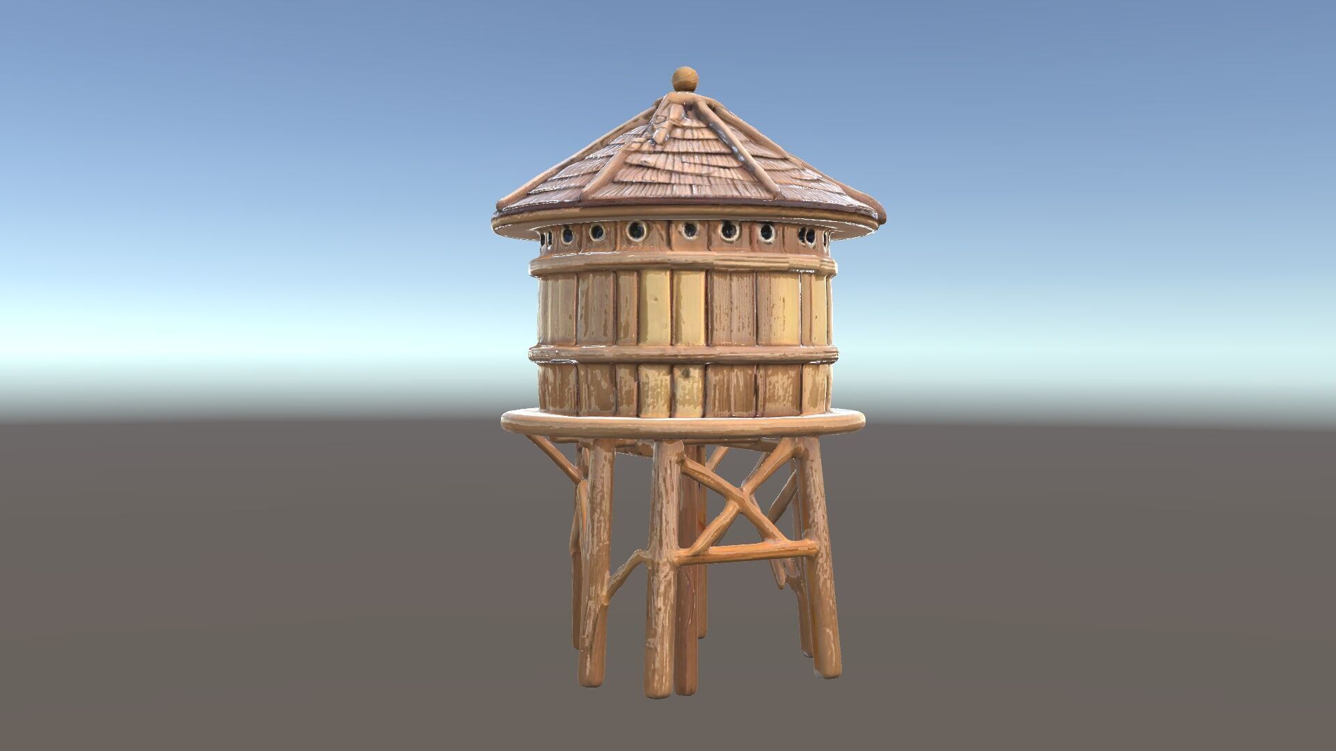 Rustic Wooden Water Tower D Model Pack Low-poly 3D model_5