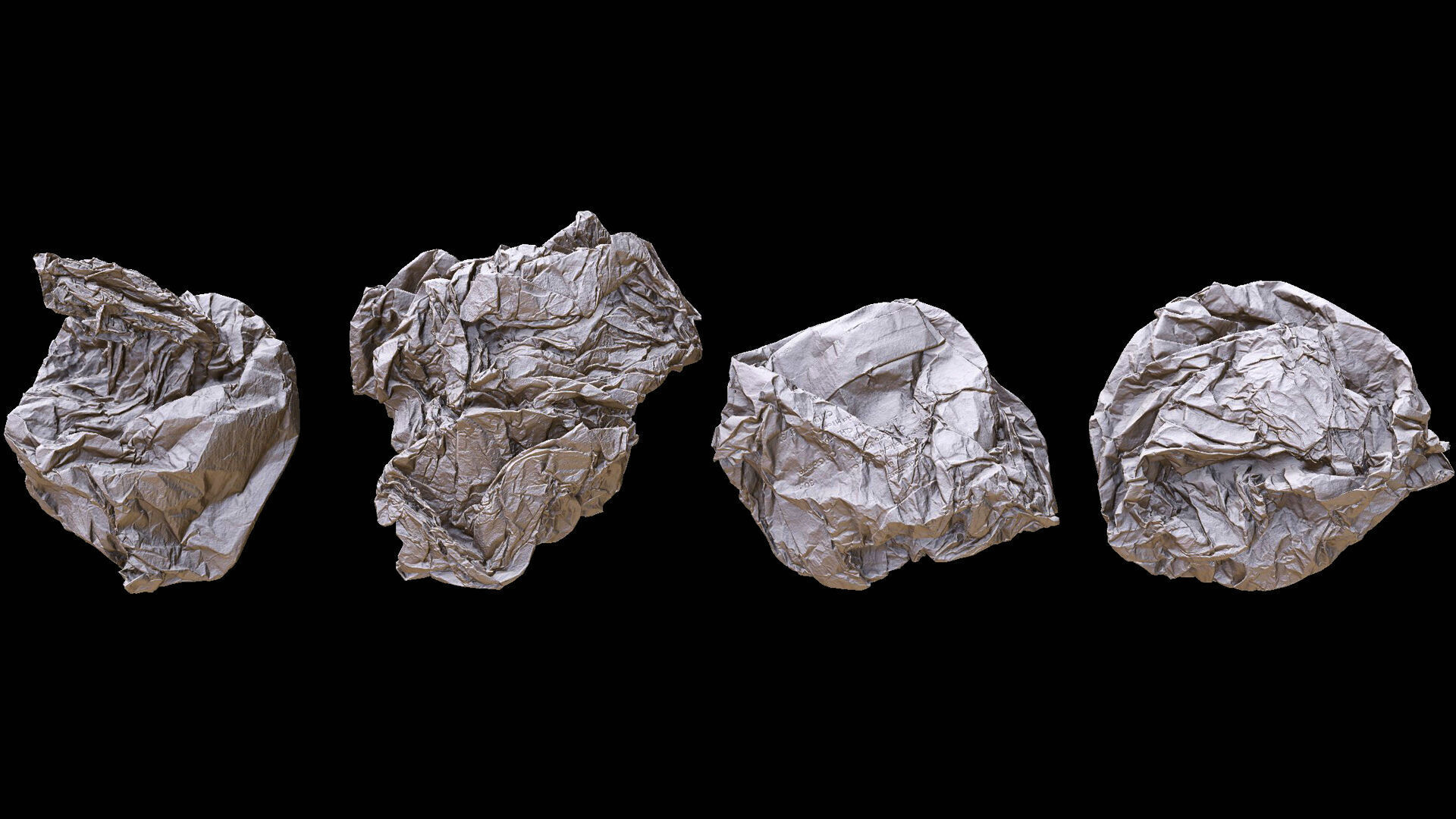 crumpled paper trash paperbags set2 PBR photogrammetry Low-poly 3D model_6