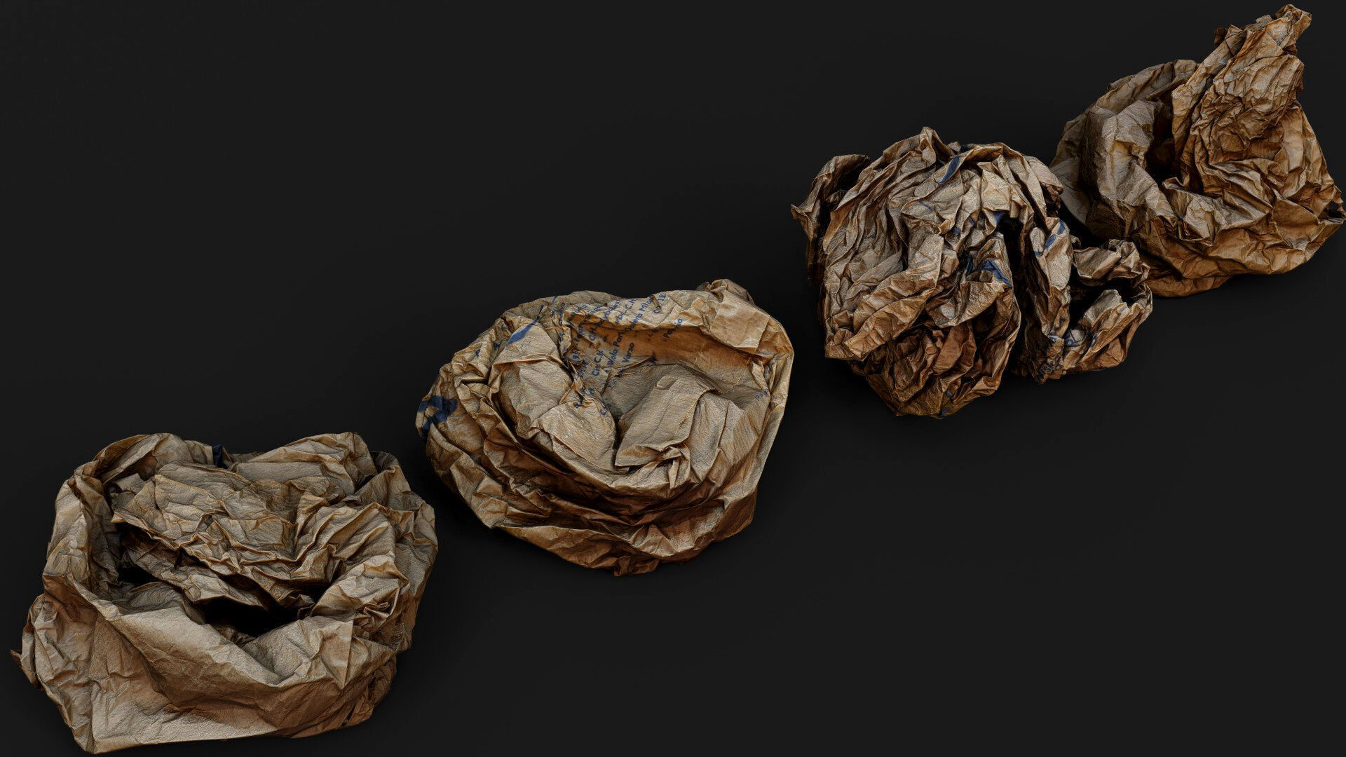 crumpled paper trash paperbags set2 PBR photogrammetry Low-poly 3D model_4