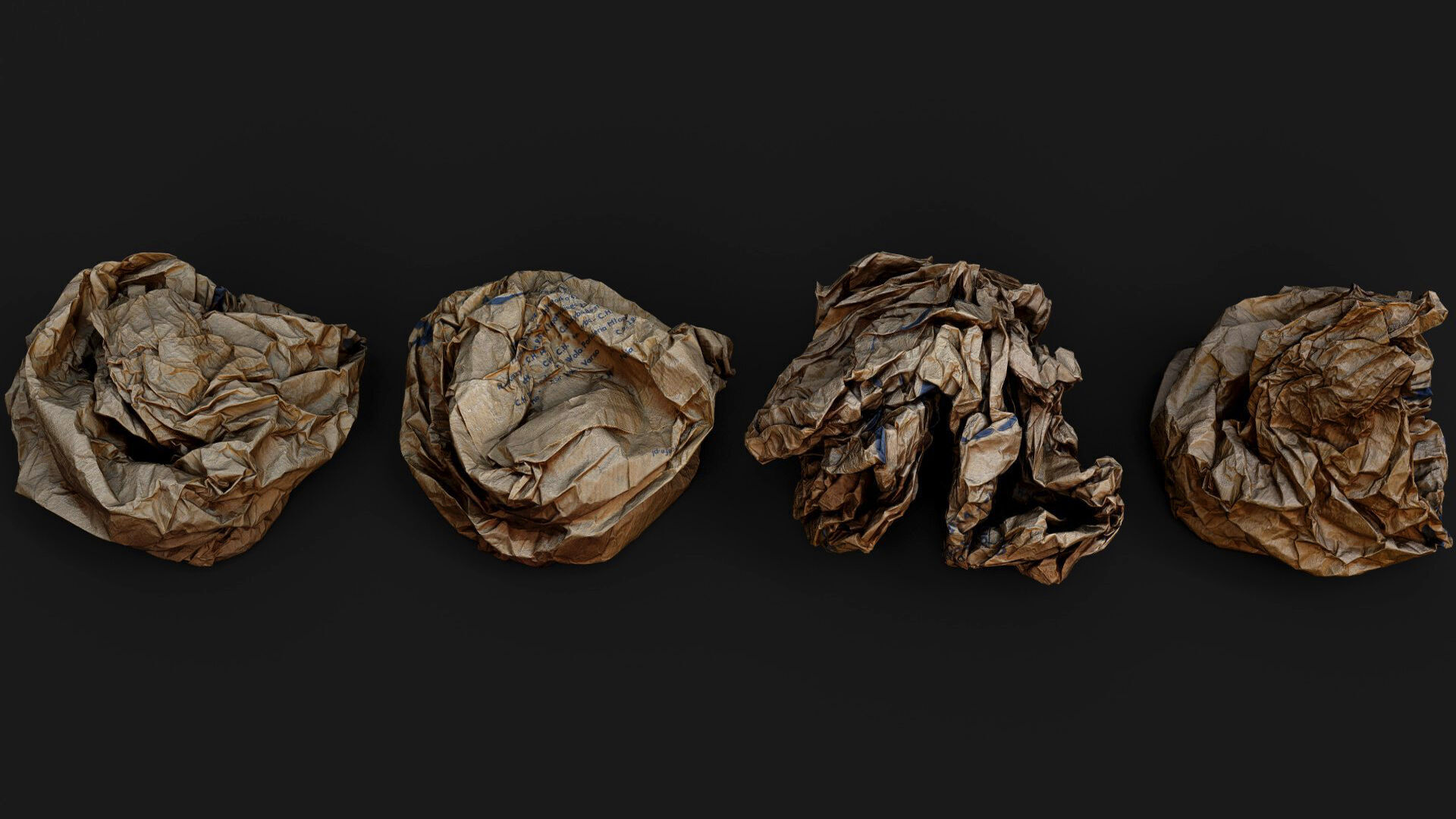 crumpled paper trash paperbags set2 PBR photogrammetry Low-poly 3D model_1