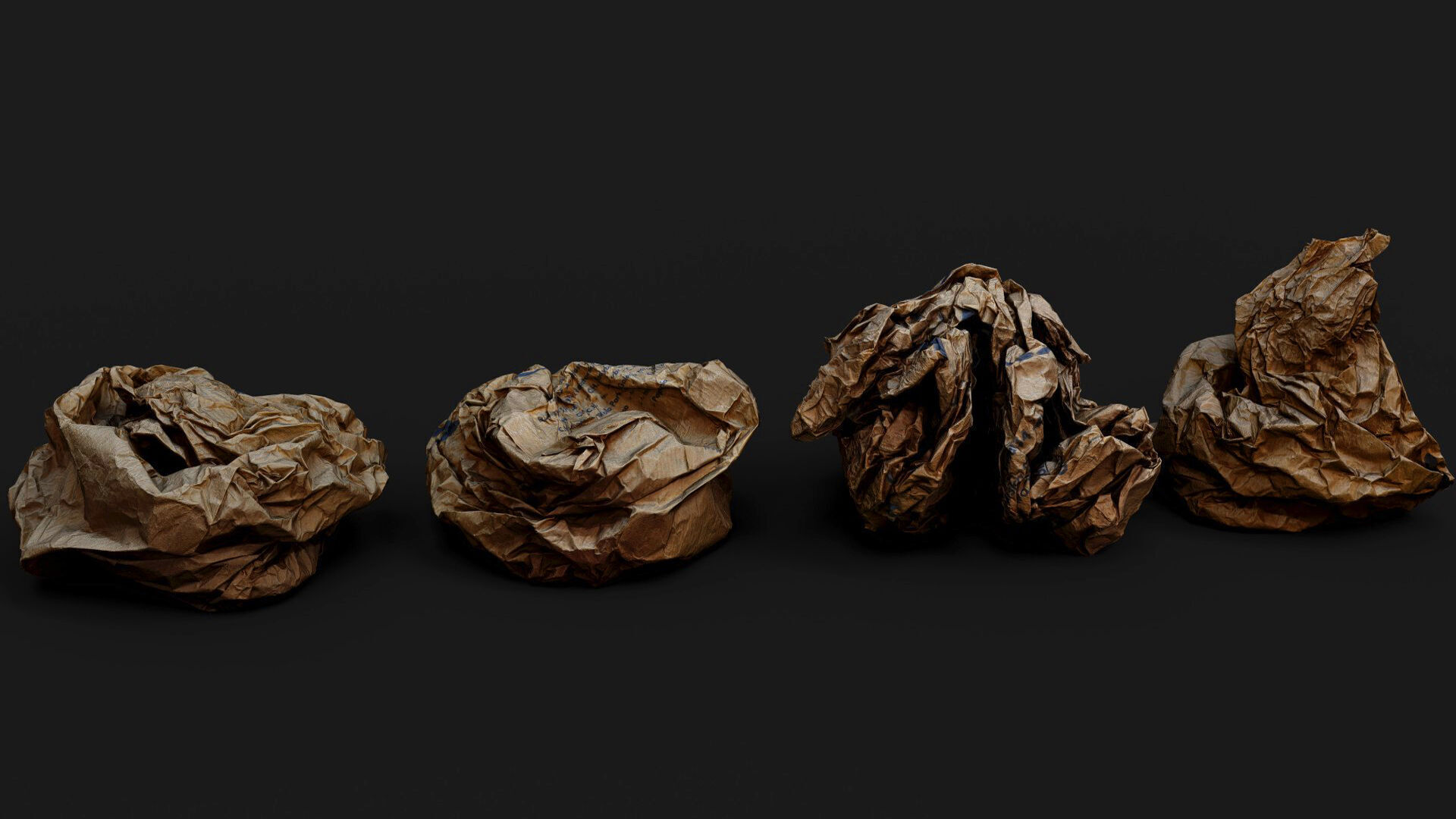 crumpled paper trash paperbags set2 PBR photogrammetry Low-poly 3D model_5