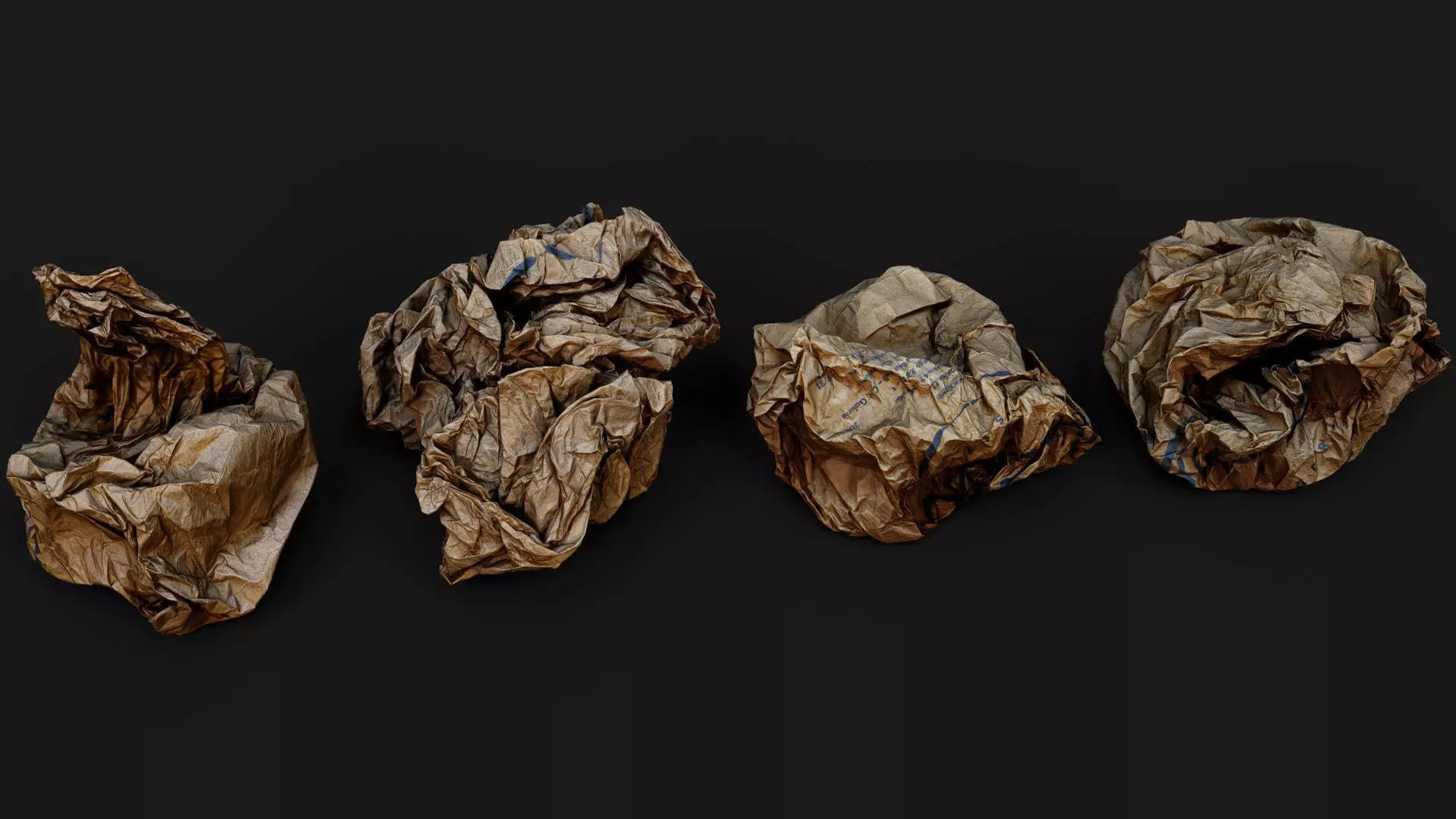 crumpled paper trash paperbags set2 PBR photogrammetry Low-poly 3D model_0