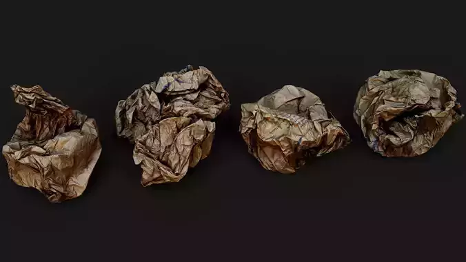 crumpled paper trash paperbags set2 PBR photogrammetry