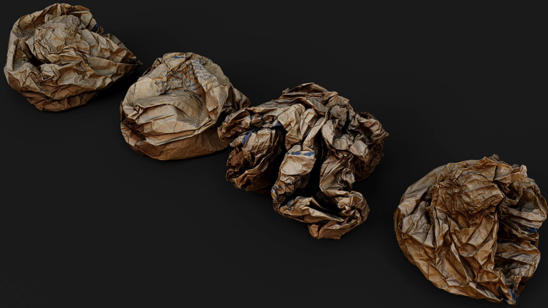 crumpled paper trash paperbags set2 PBR photogrammetry Low-poly 3D model_3