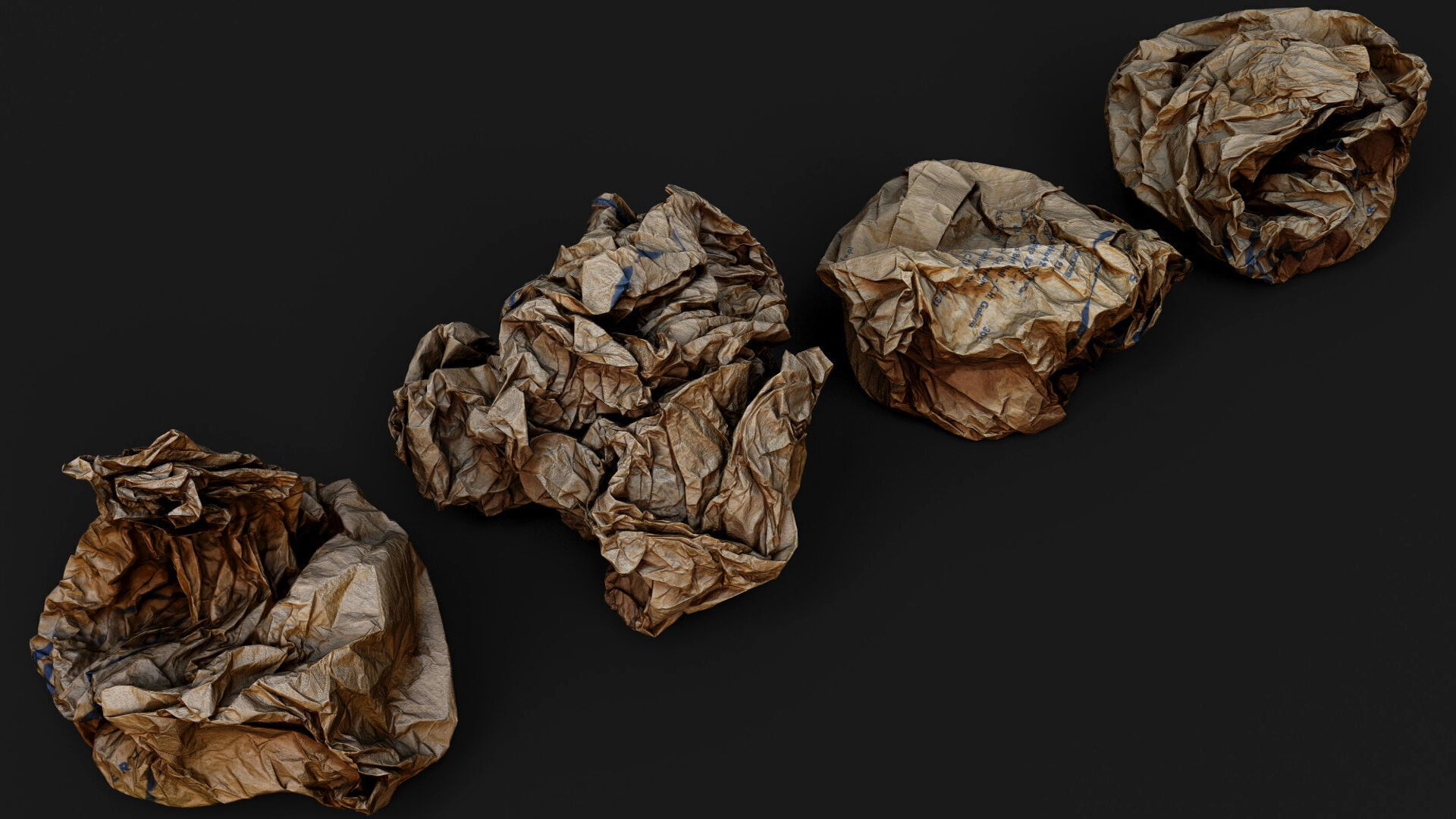 crumpled paper trash paperbags set2 PBR photogrammetry Low-poly 3D model_2