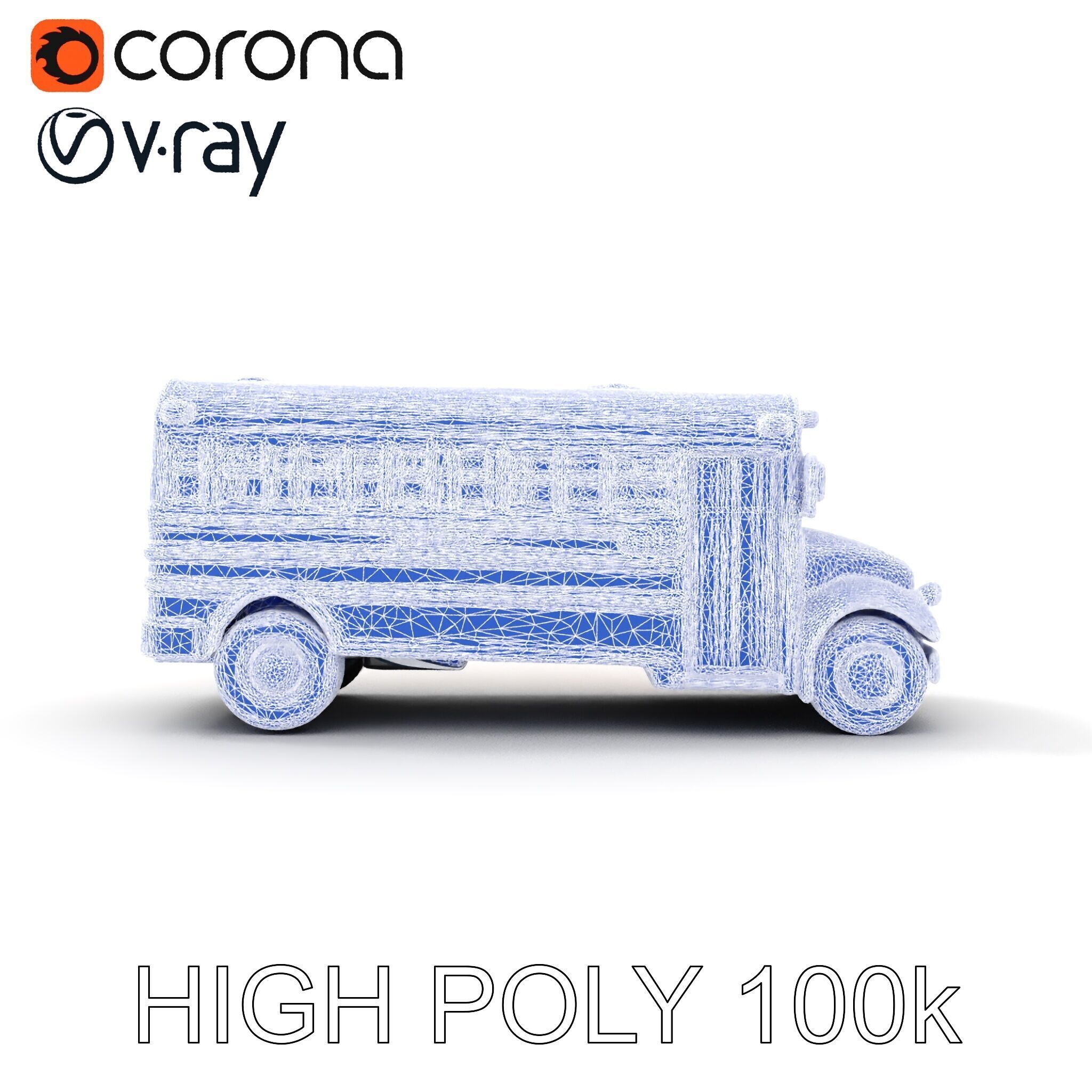 Detailed School Bus D Model Pack Low-poly 3D model_24