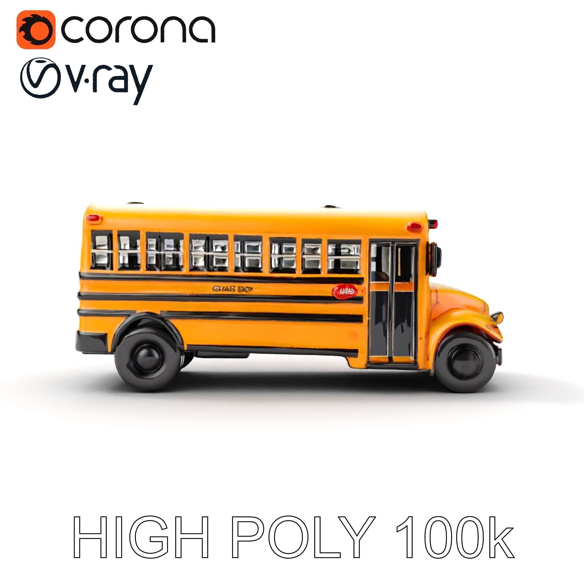 Detailed School Bus D Model Pack Low-poly 3D model_12