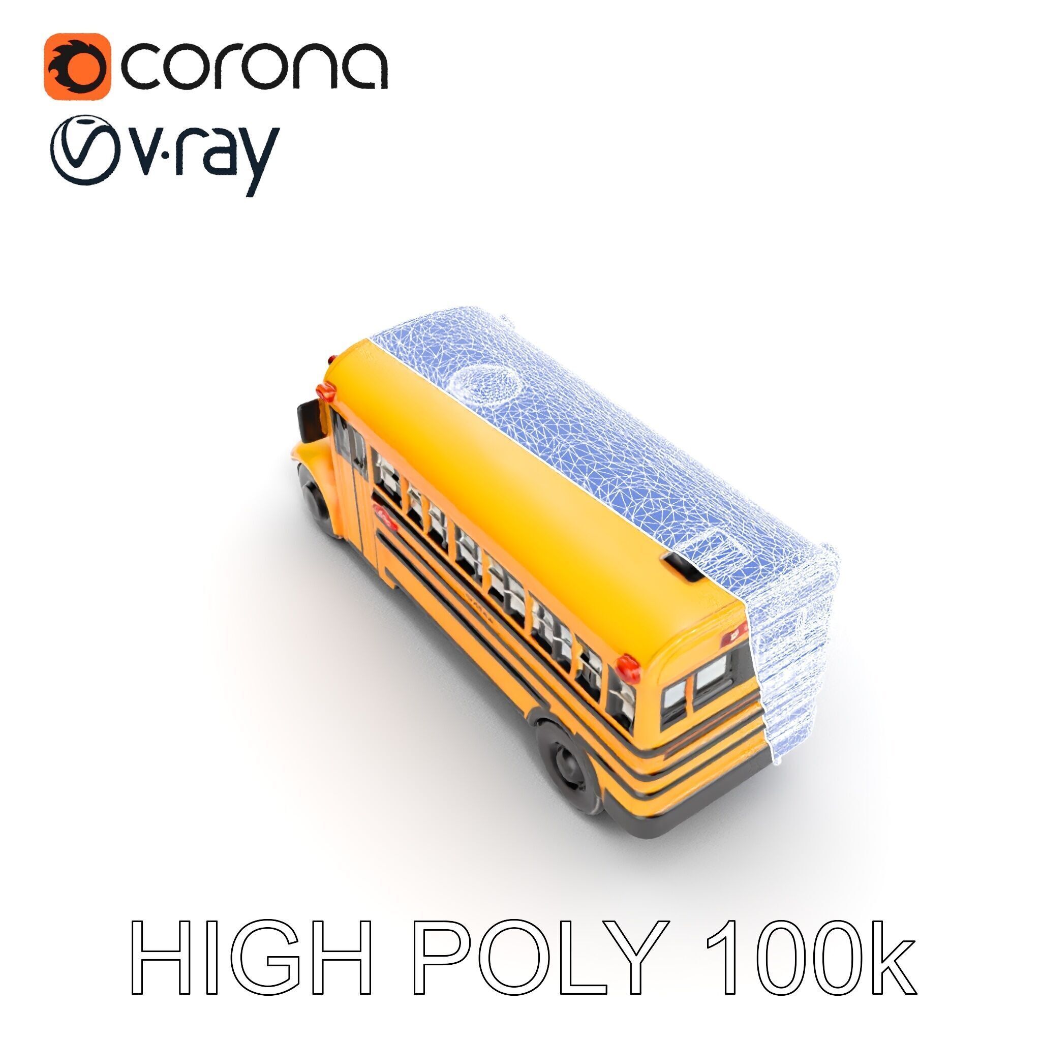 Detailed School Bus D Model Pack Low-poly 3D model_15